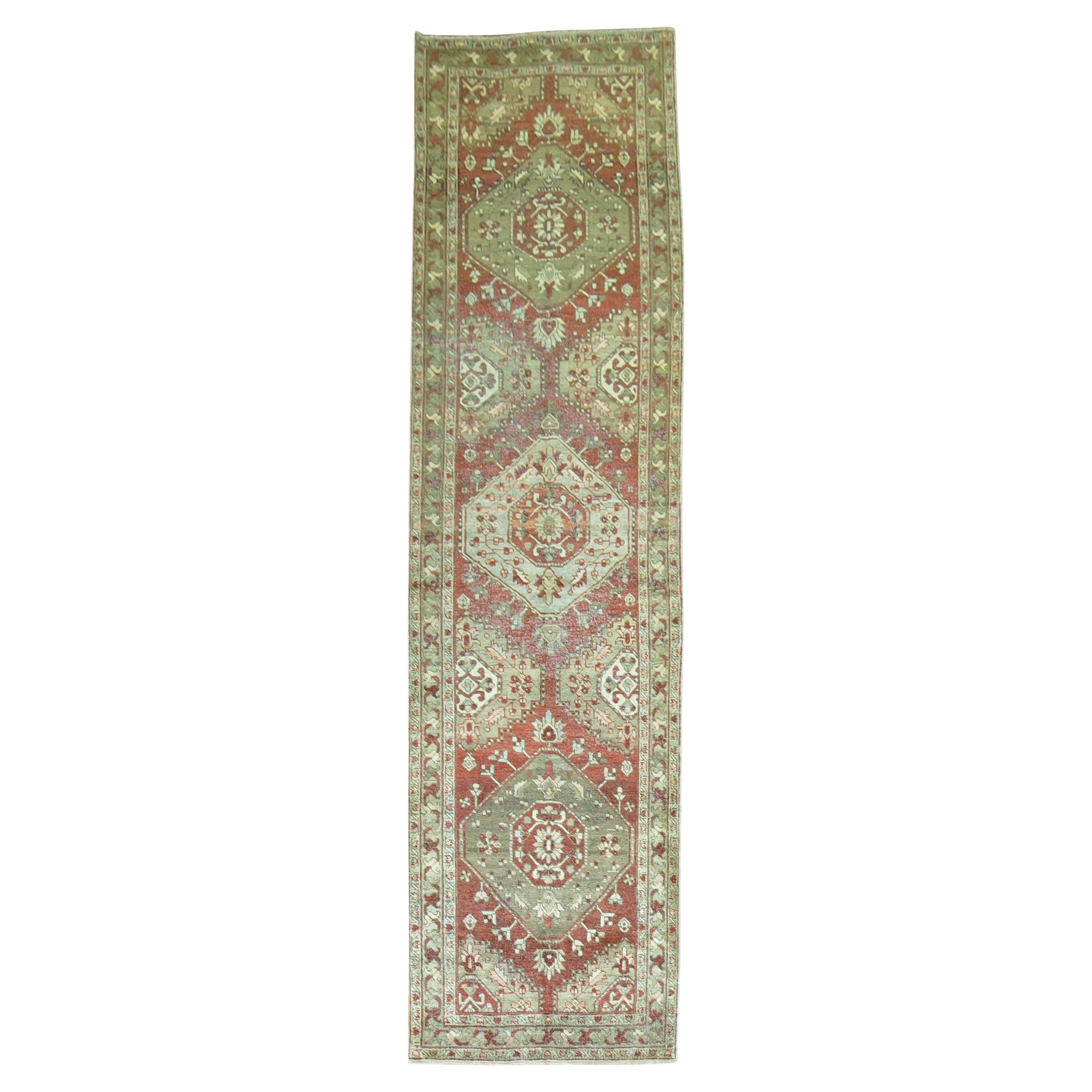 Zabihi Collection Rustic Antique Persian Heriz Runner