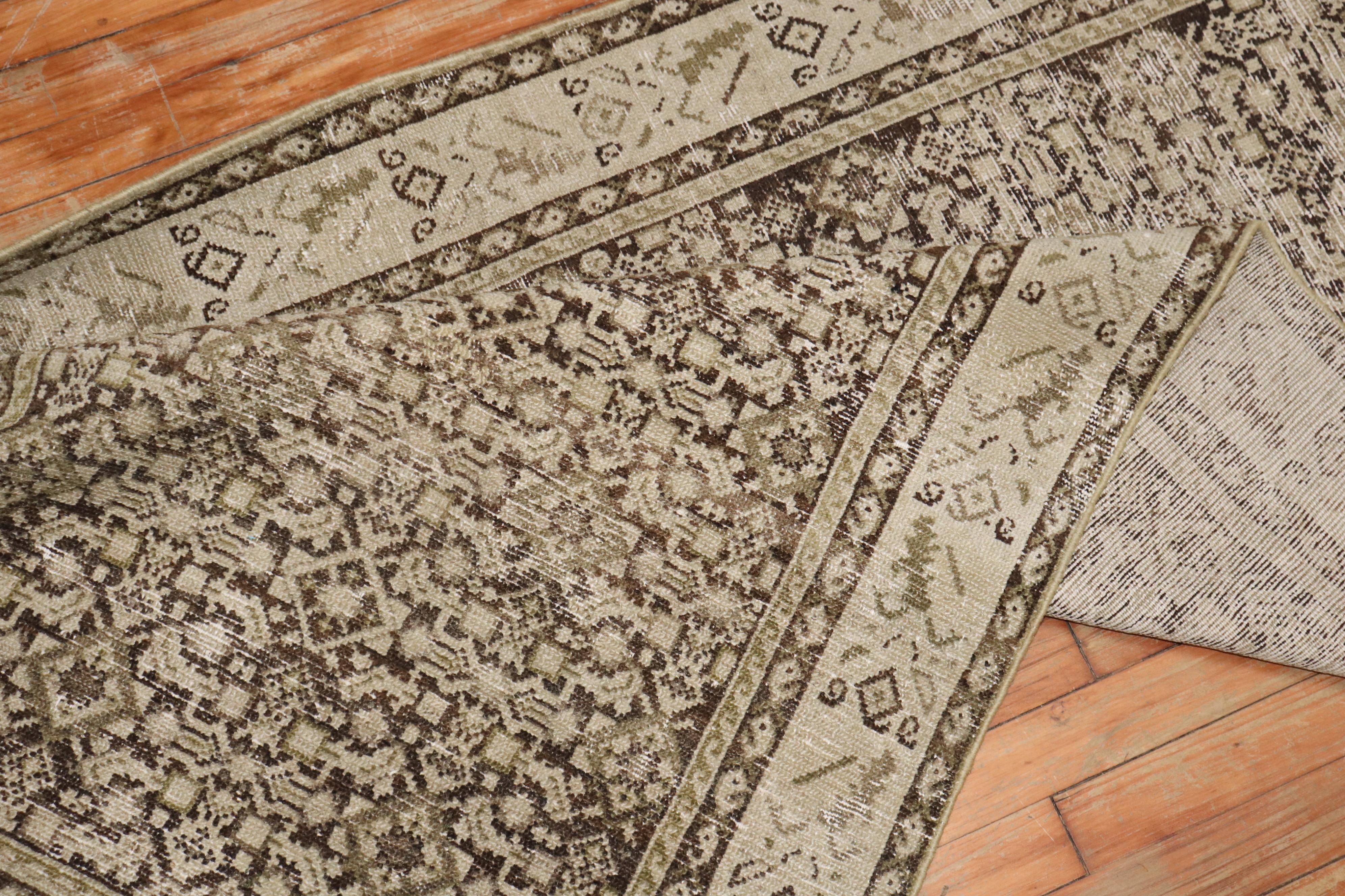 Runner antico Zabihi Collection'S Marrone rustico Malayer in vendita 2