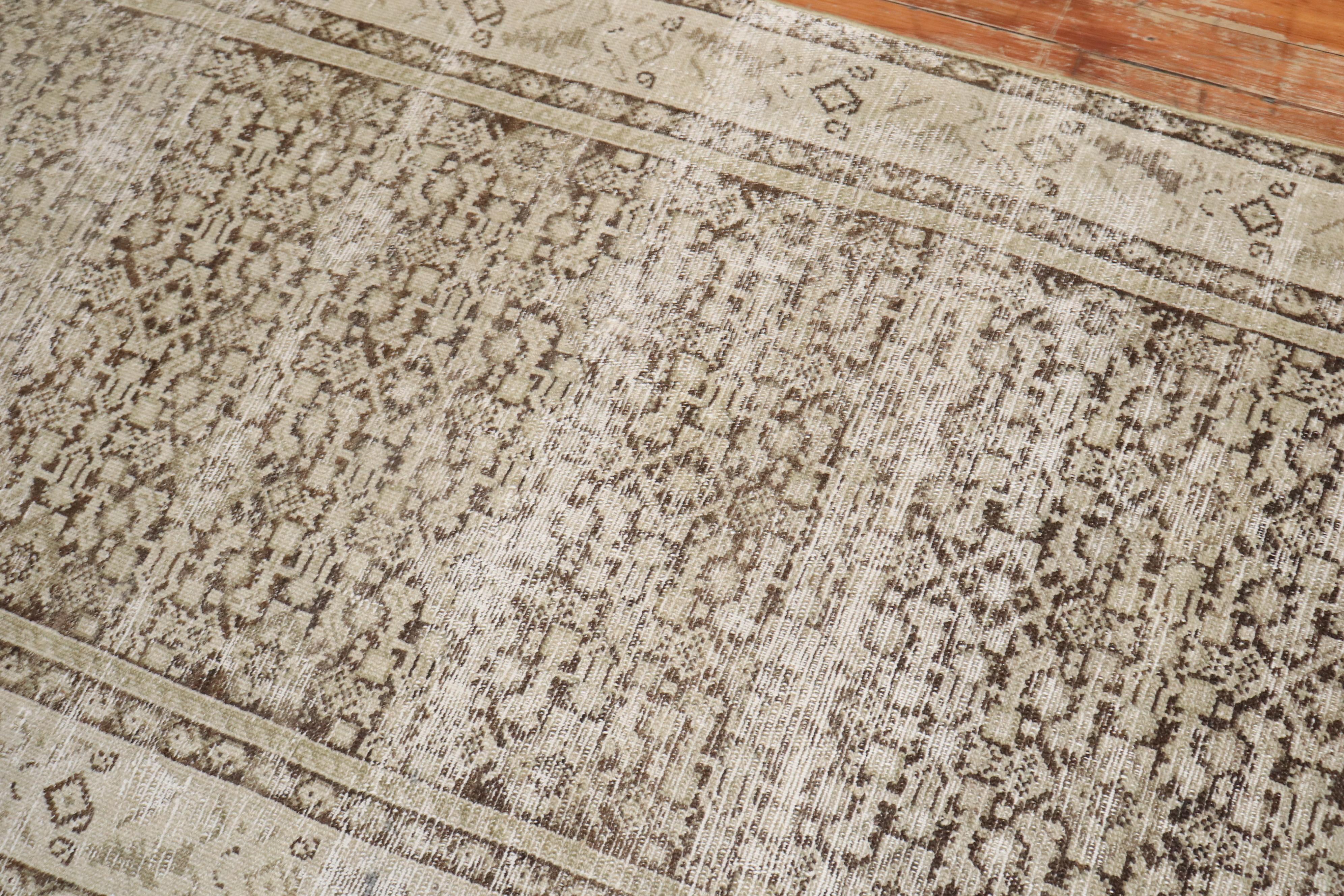 Persiano Runner antico Zabihi Collection'S Marrone rustico Malayer in vendita