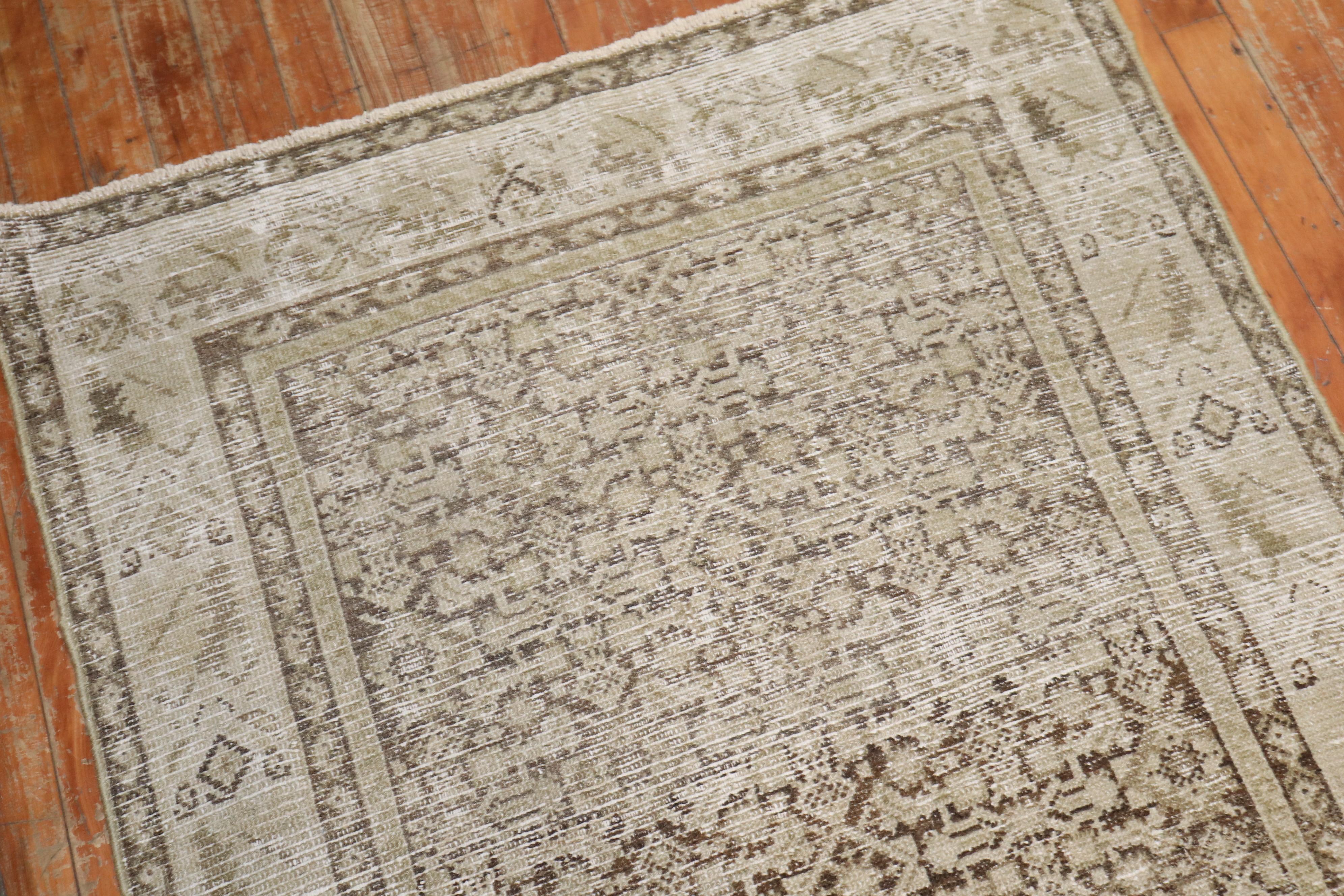 Annodato a mano Runner antico Zabihi Collection'S Marrone rustico Malayer in vendita