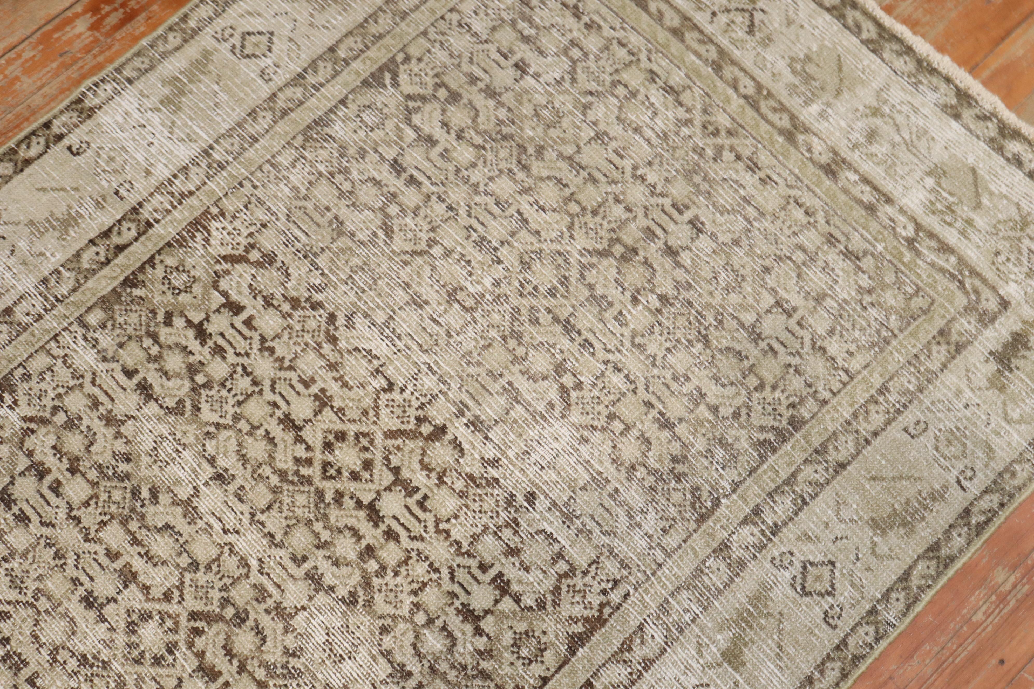 Lana Runner antico Zabihi Collection'S Marrone rustico Malayer in vendita