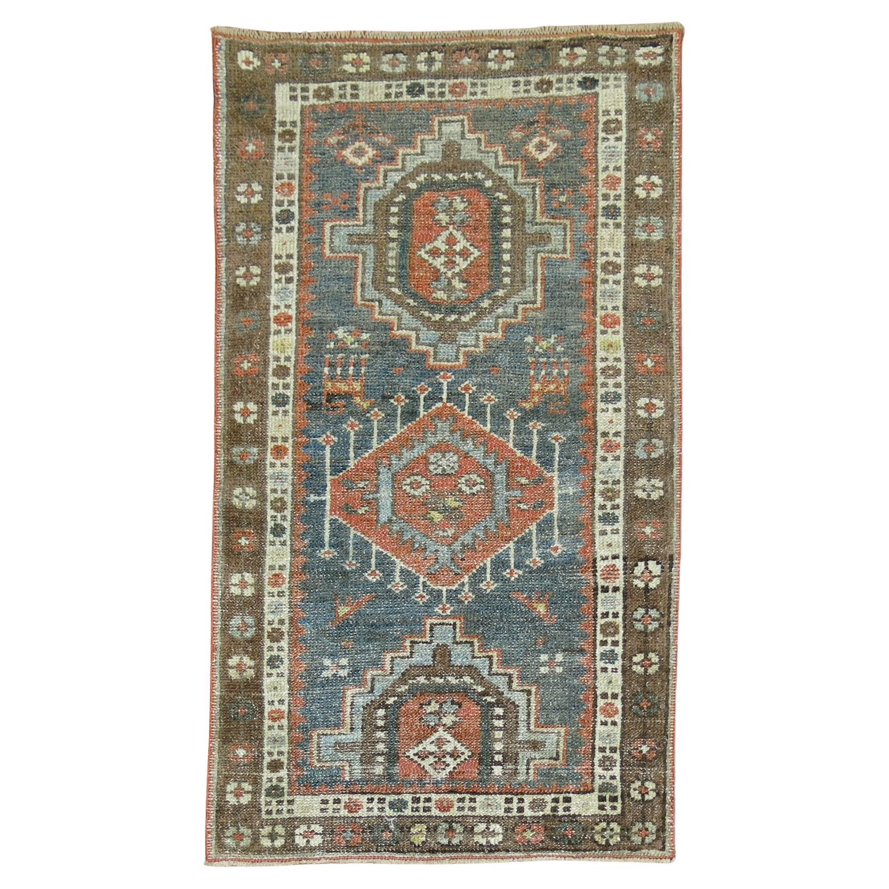 Zabihi Collection Rustic Persian Heriz Scatter Rug For Sale