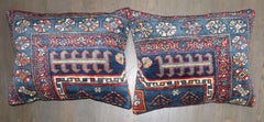 Collection Zabihi : lot de grands coussins traditionnels de couleur bleu marine, style antique