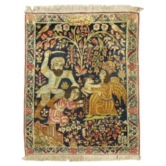 Zabihi Collection Signed Persian Pictorial Lavar Kerman Rug