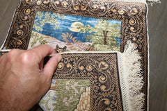 Zabihi Collection Signed Turkish Silk Herekeh Owl Rug