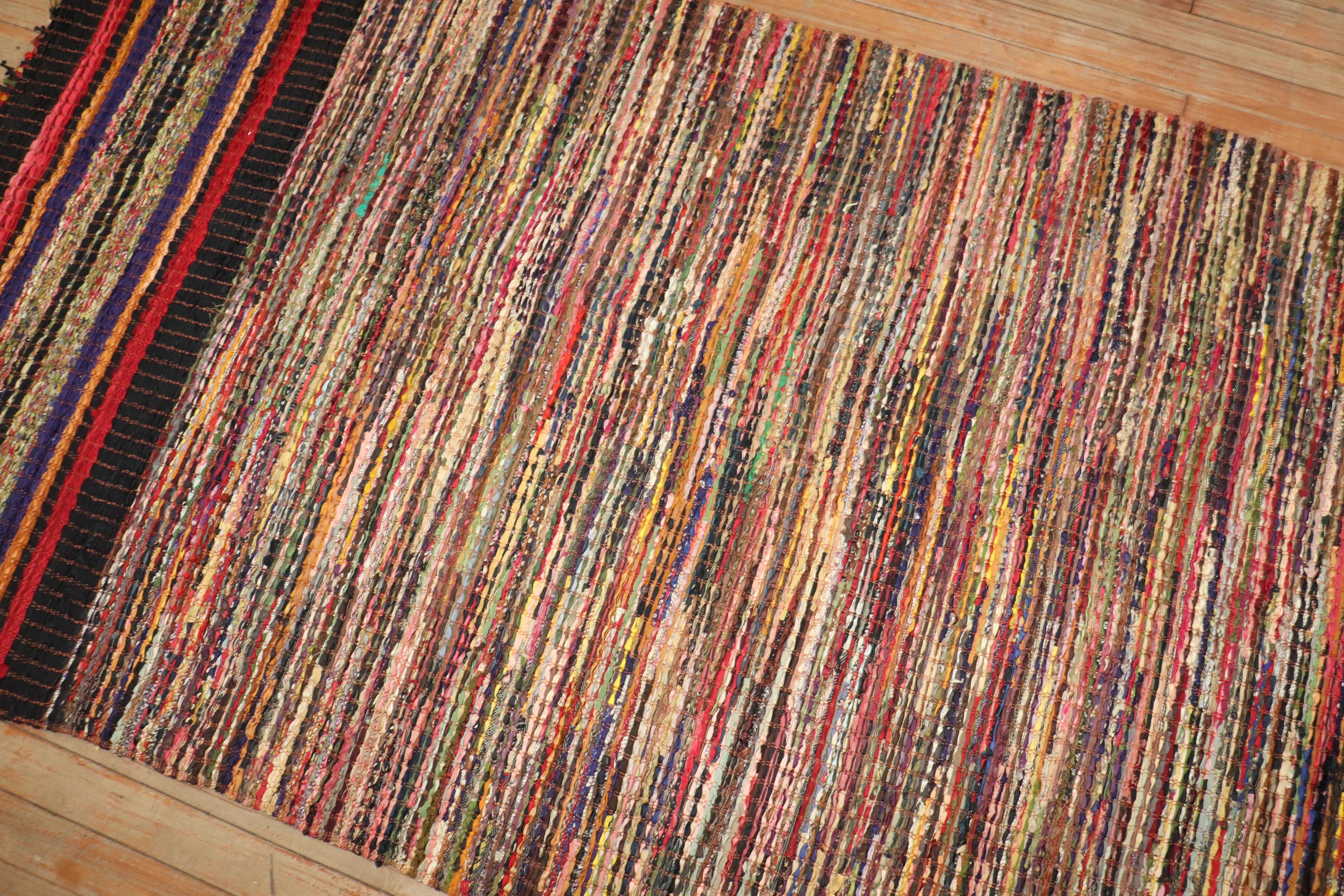 Hand-Knotted Zabihi Collection Silk American Rag Runner For Sale