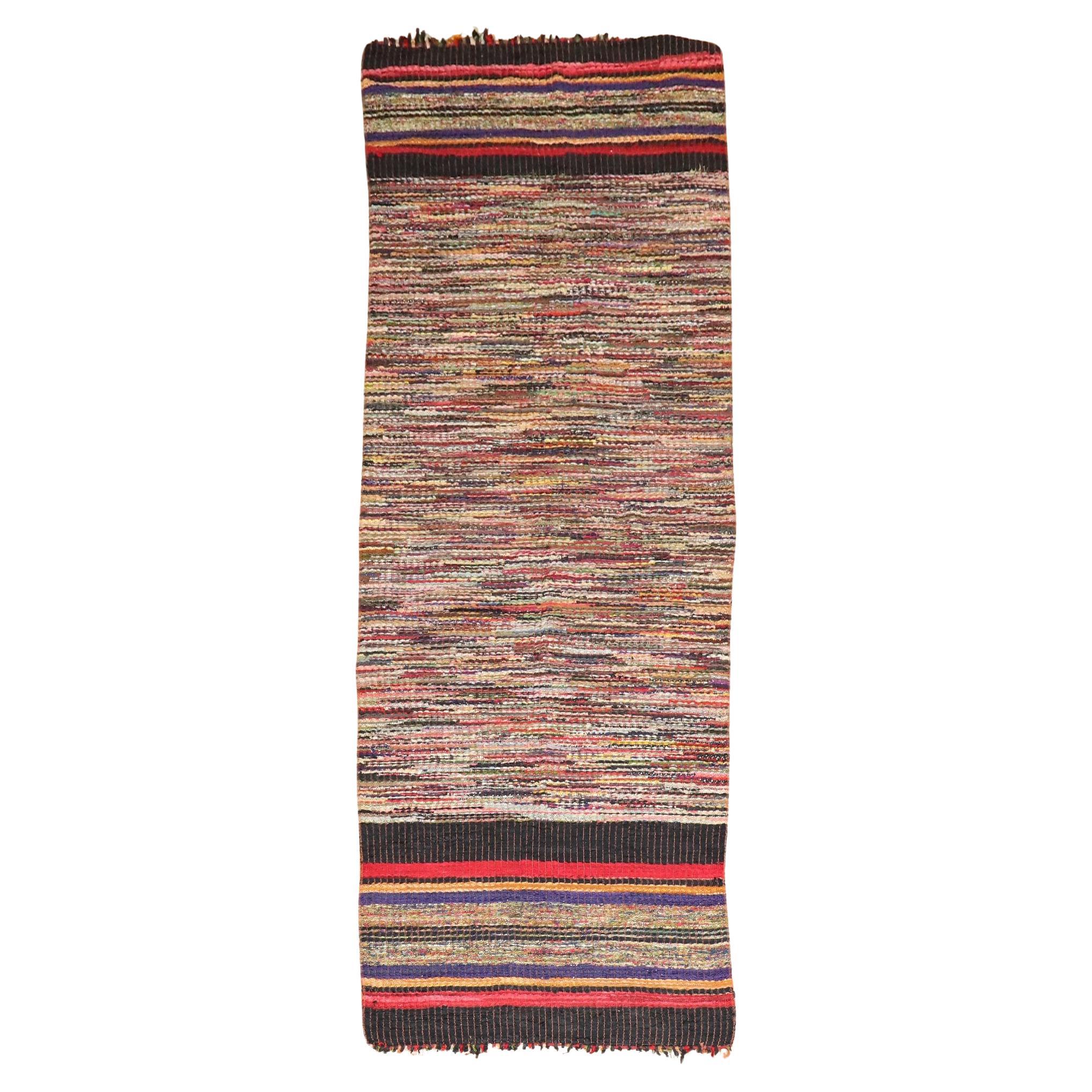 Zabihi Collection Silk American Rag Runner For Sale