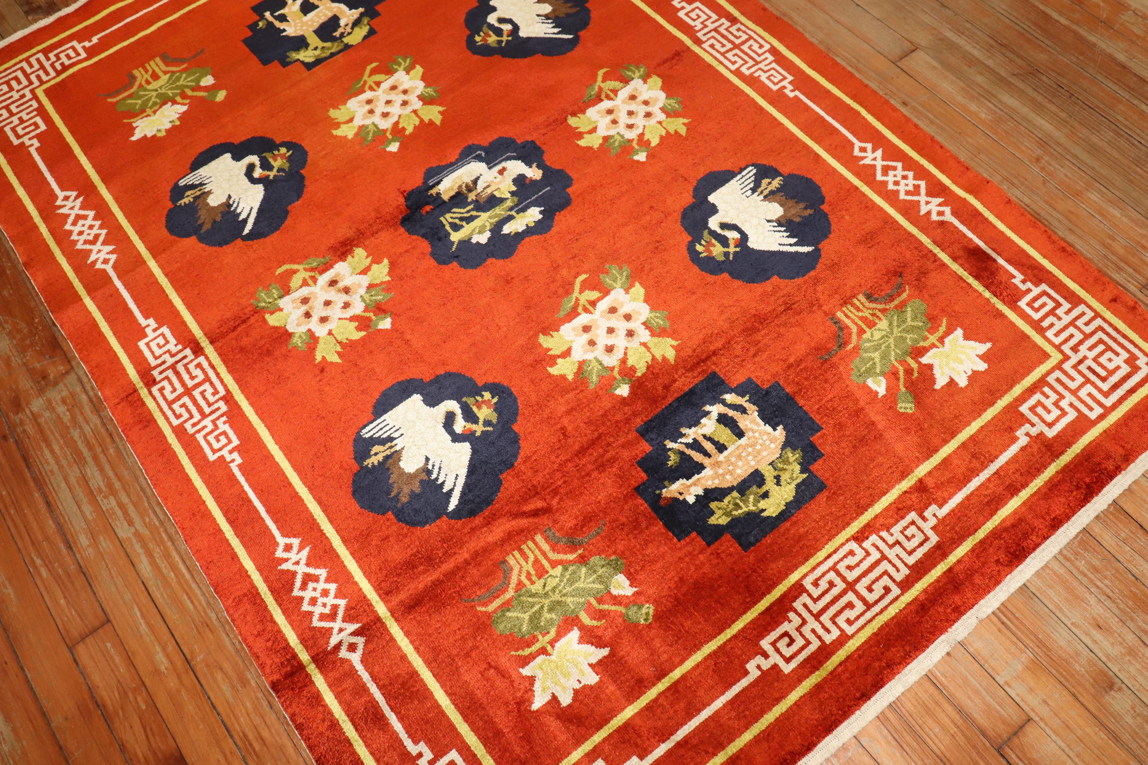 Zabihi Collection Silk Chinese Pictorial Rug In Good Condition For Sale In New York, NY