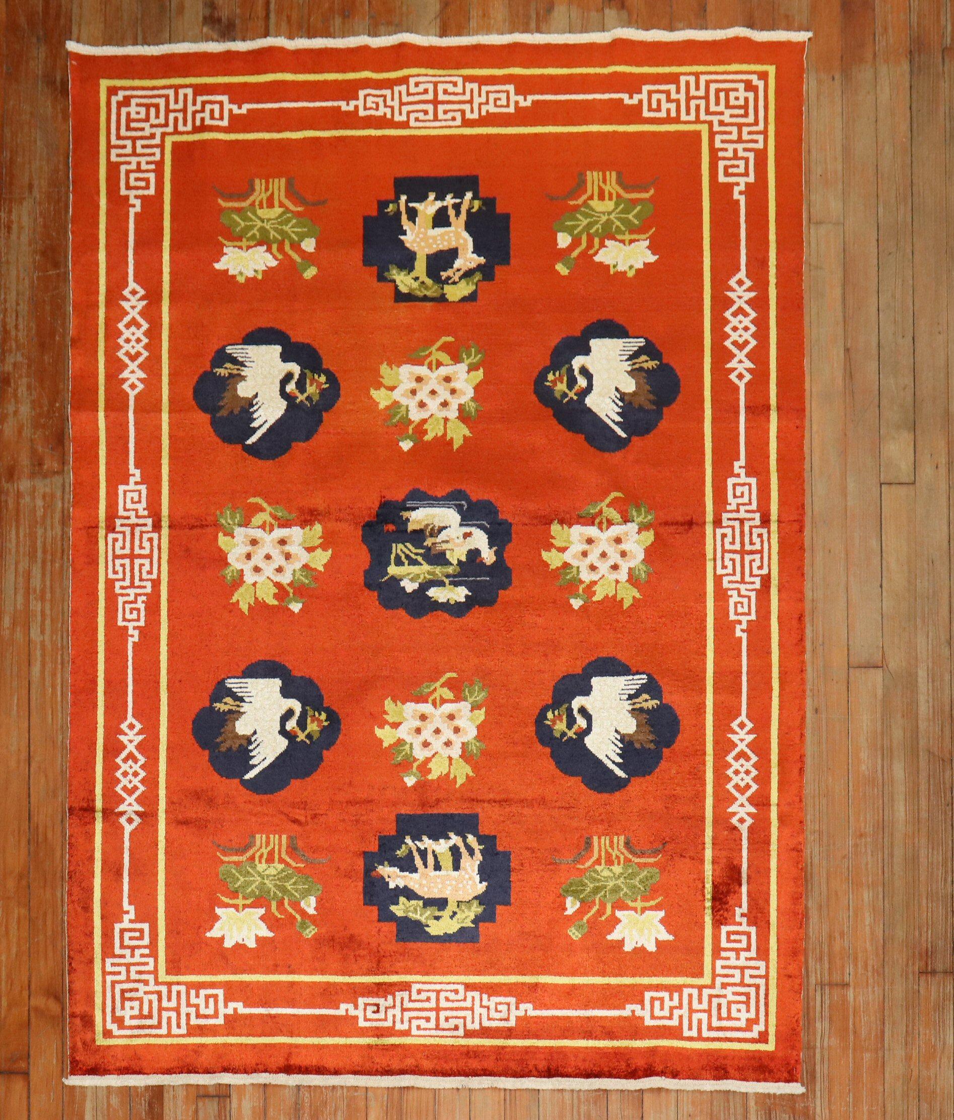20th Century Zabihi Collection Silk Chinese Pictorial Rug For Sale