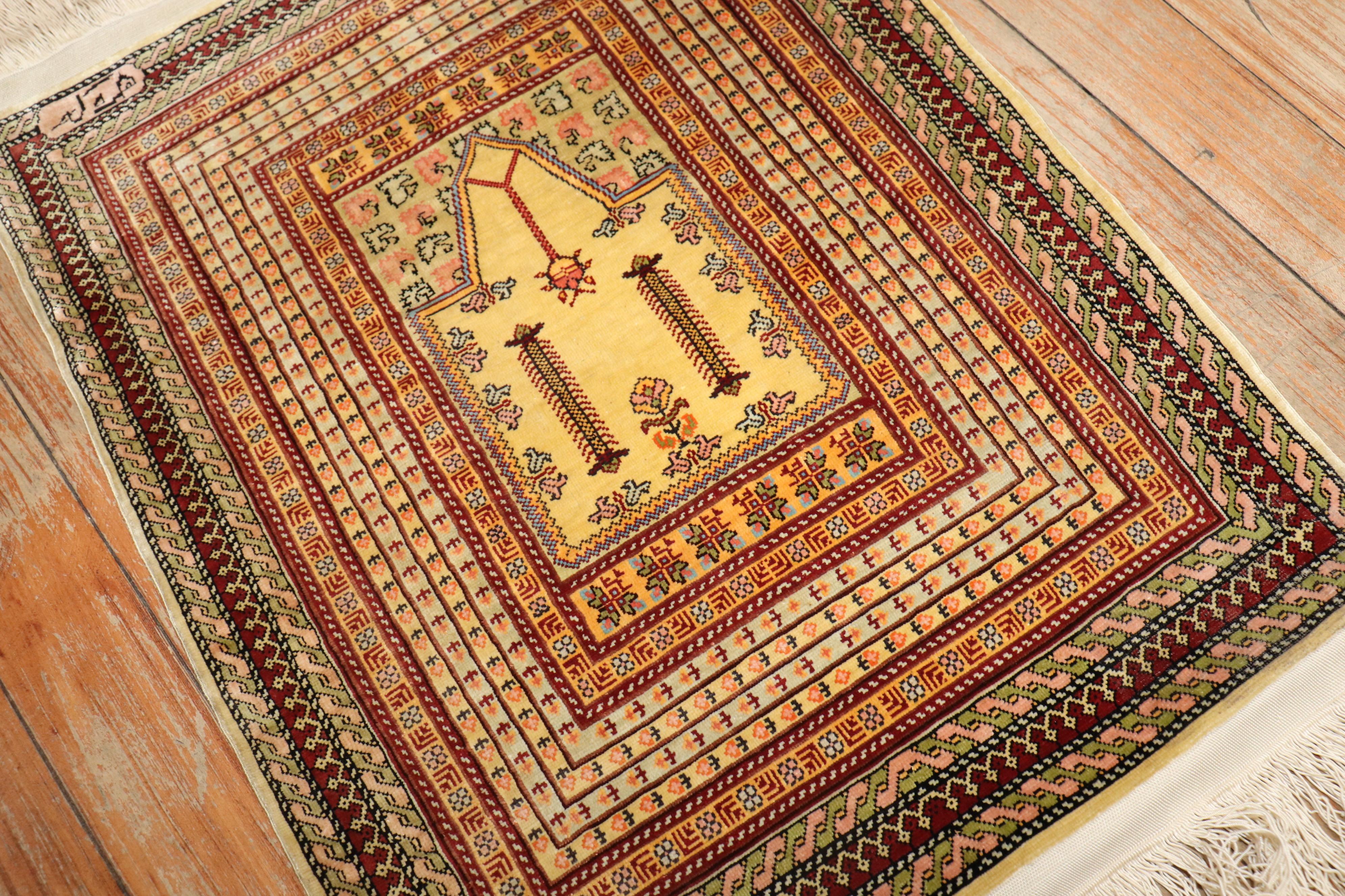 Islamic Zabihi Collection Silk Herekeh Prayer Rug For Sale