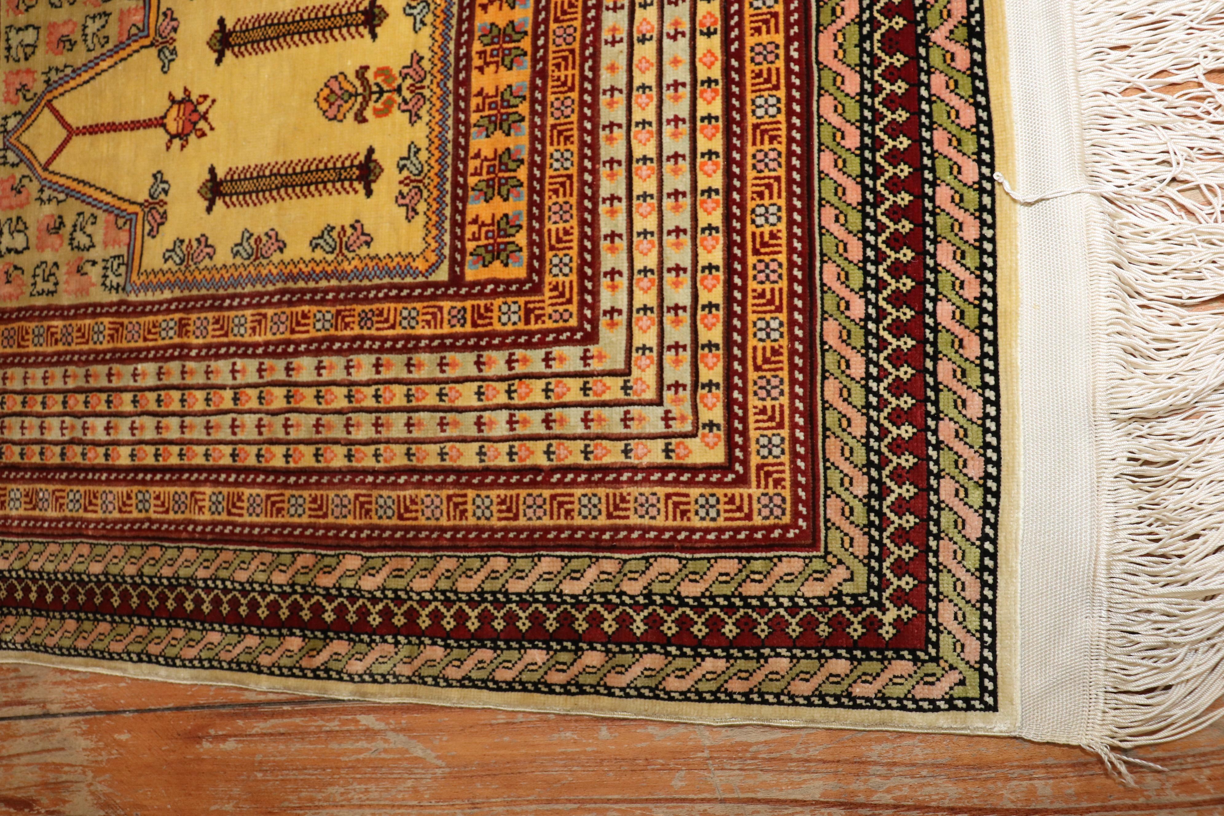 Zabihi Collection Silk Herekeh Prayer Rug For Sale 1