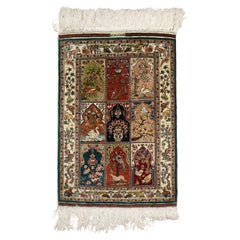 Zabihi Collection Silk Pictorial Herekeh  Rug