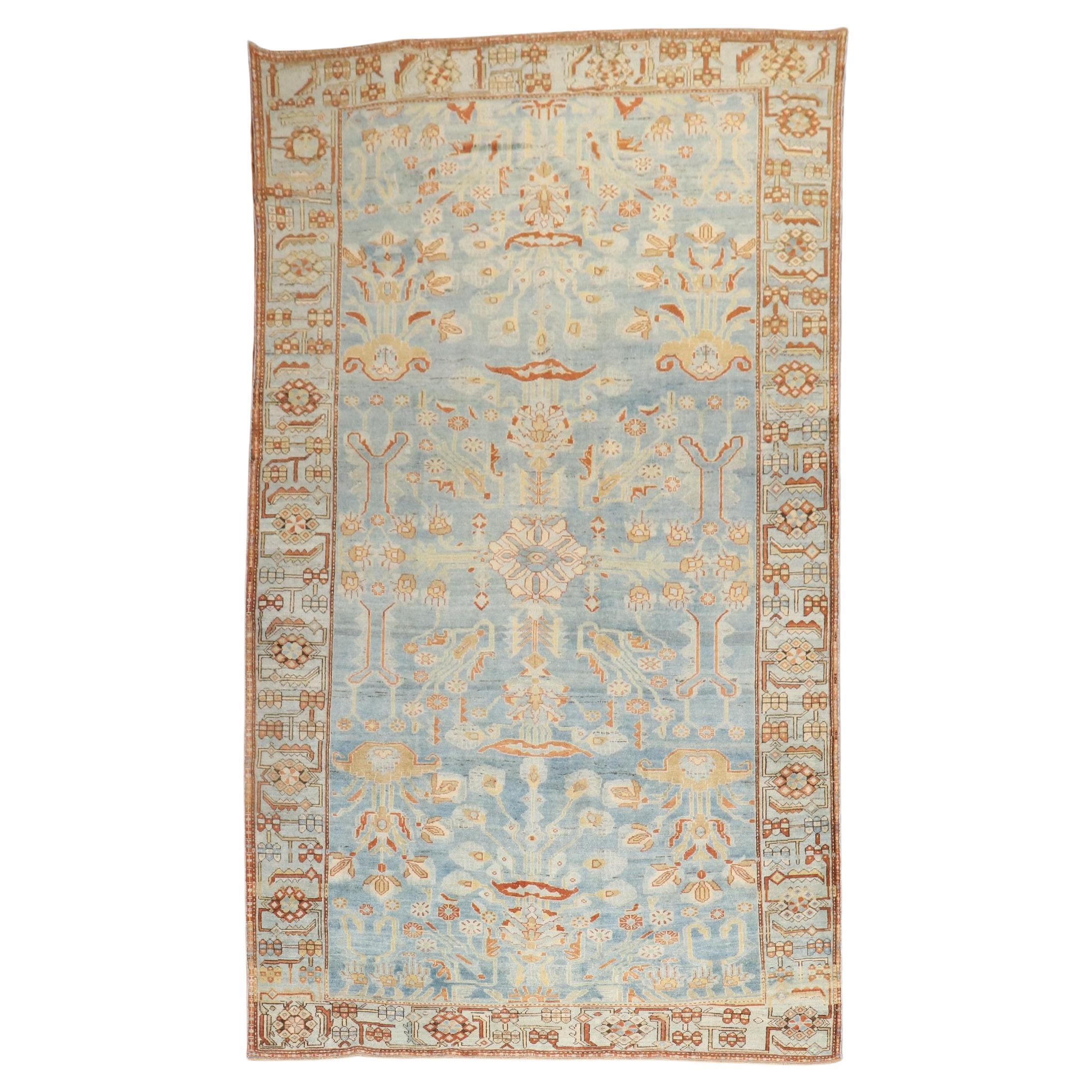 Zabihi Collection Sky Blue Antique Persian Malayer Rug