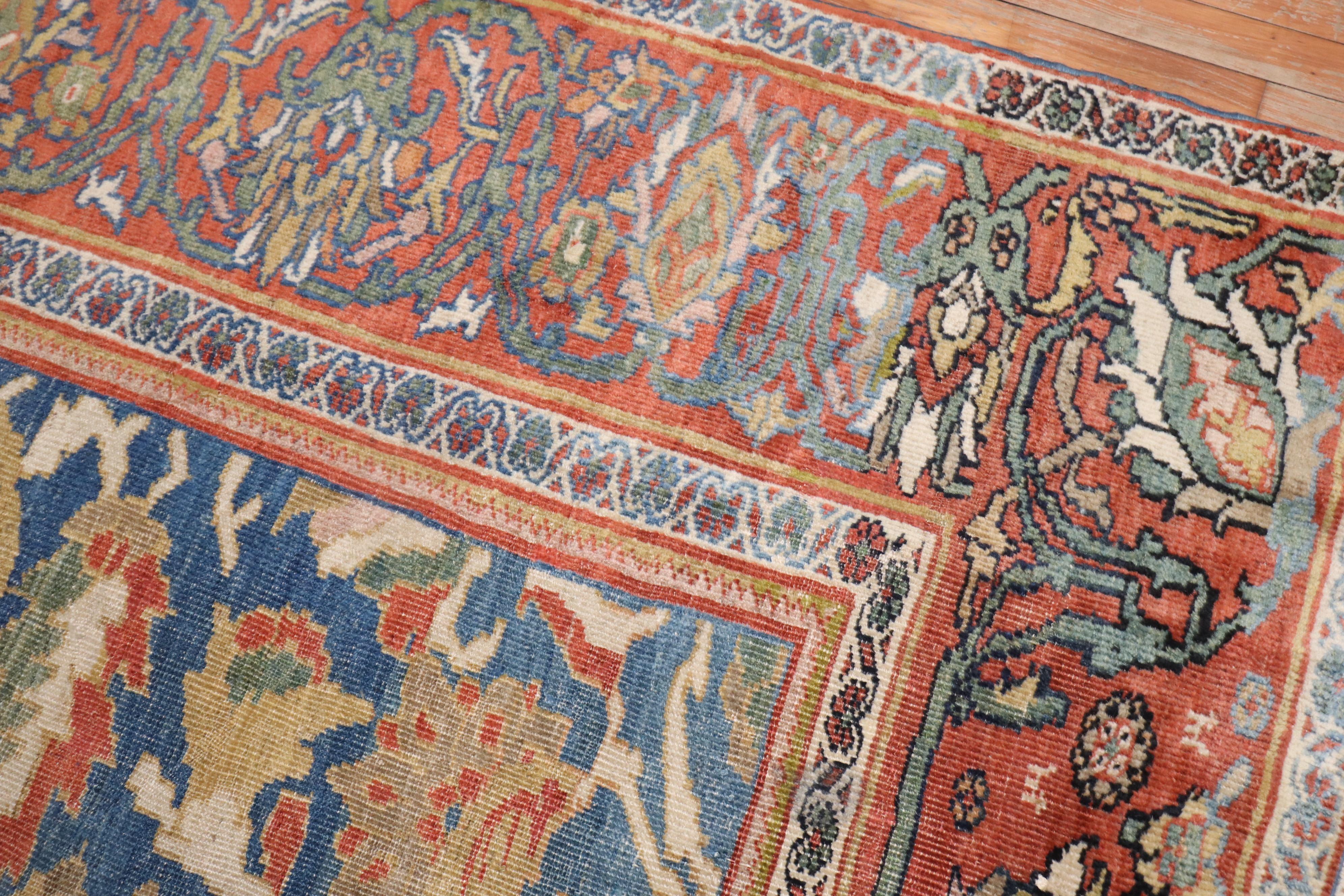 Zabihi Collection Sky Blue Antique Ziegler Mahal Persian 19th Century Carpet For Sale 4