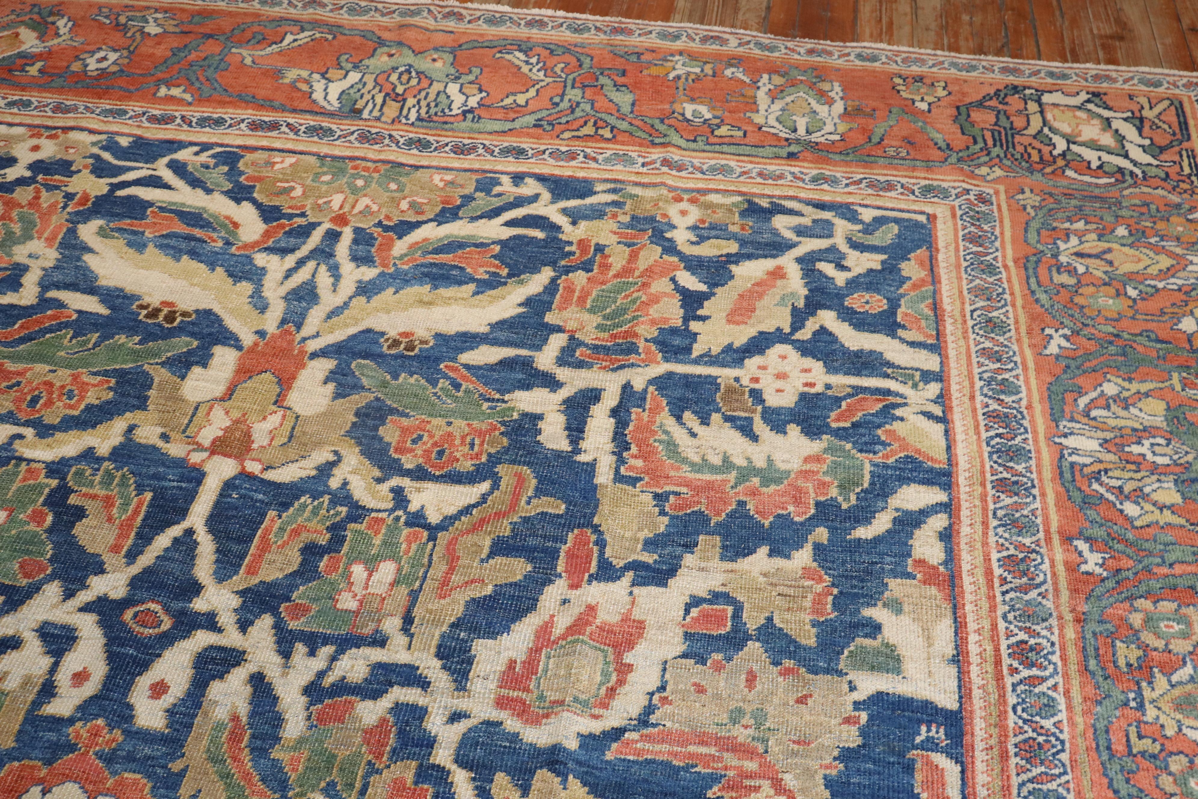 Zabihi Collection Sky Blue Antique Ziegler Mahal Persian 19th Century Carpet For Sale 5