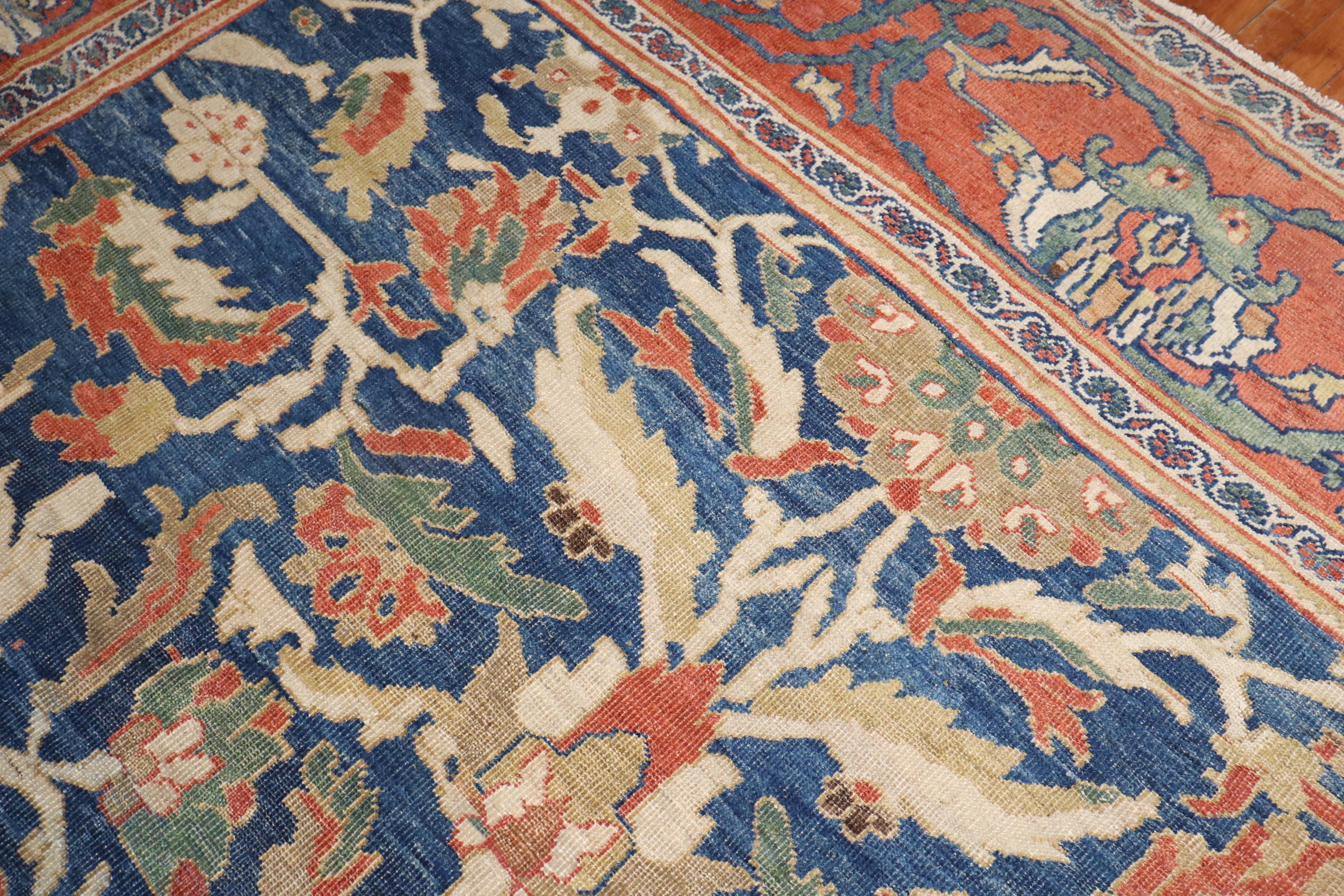 Zabihi Collection Sky Blue Antique Ziegler Mahal Persian 19th Century Carpet For Sale 6