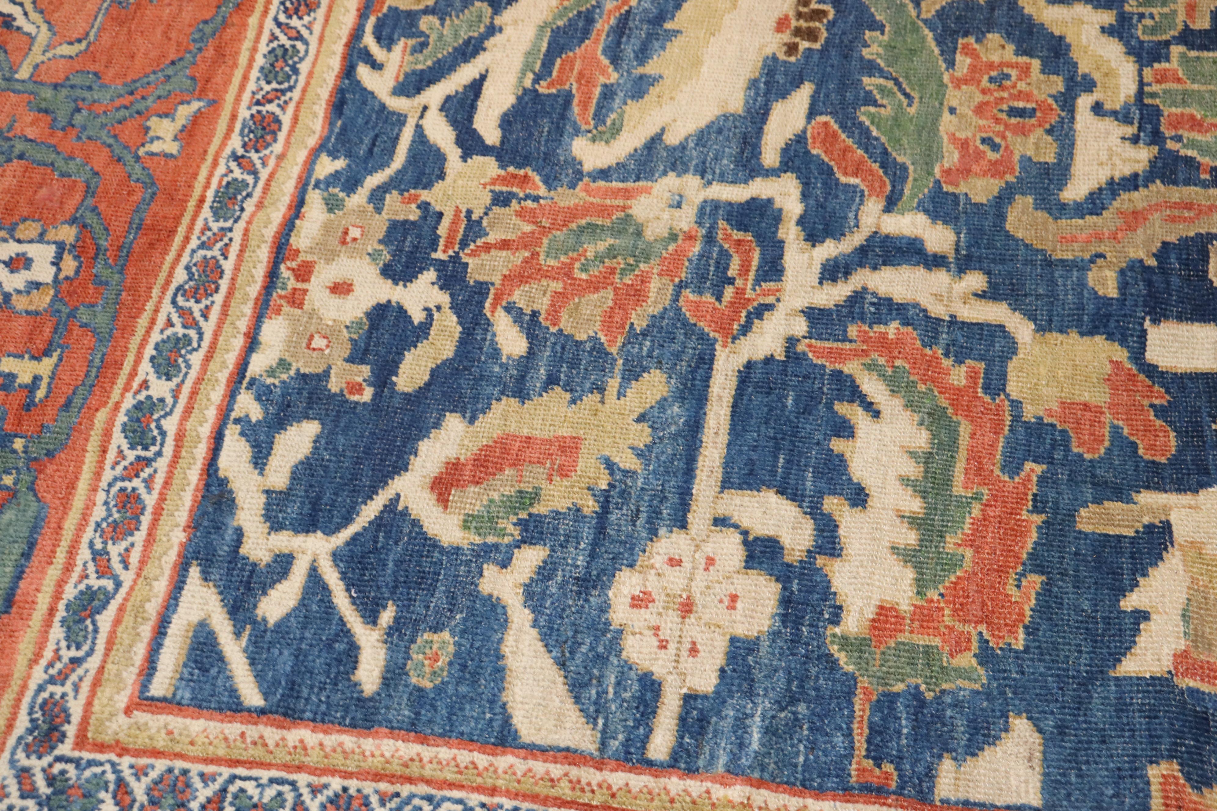 Zabihi Collection Sky Blue Antique Ziegler Mahal Persian 19th Century Carpet For Sale 7