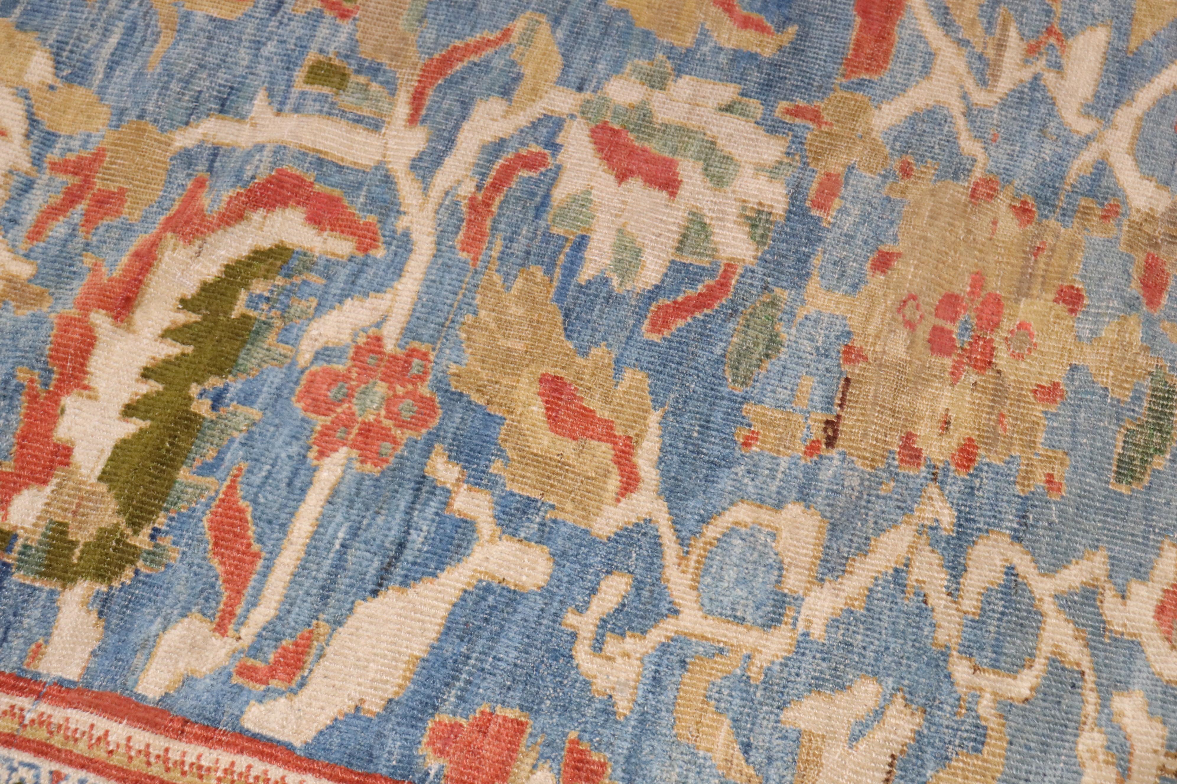 Zabihi Collection Sky Blue Antique Ziegler Mahal Persian 19th Century Carpet For Sale 8
