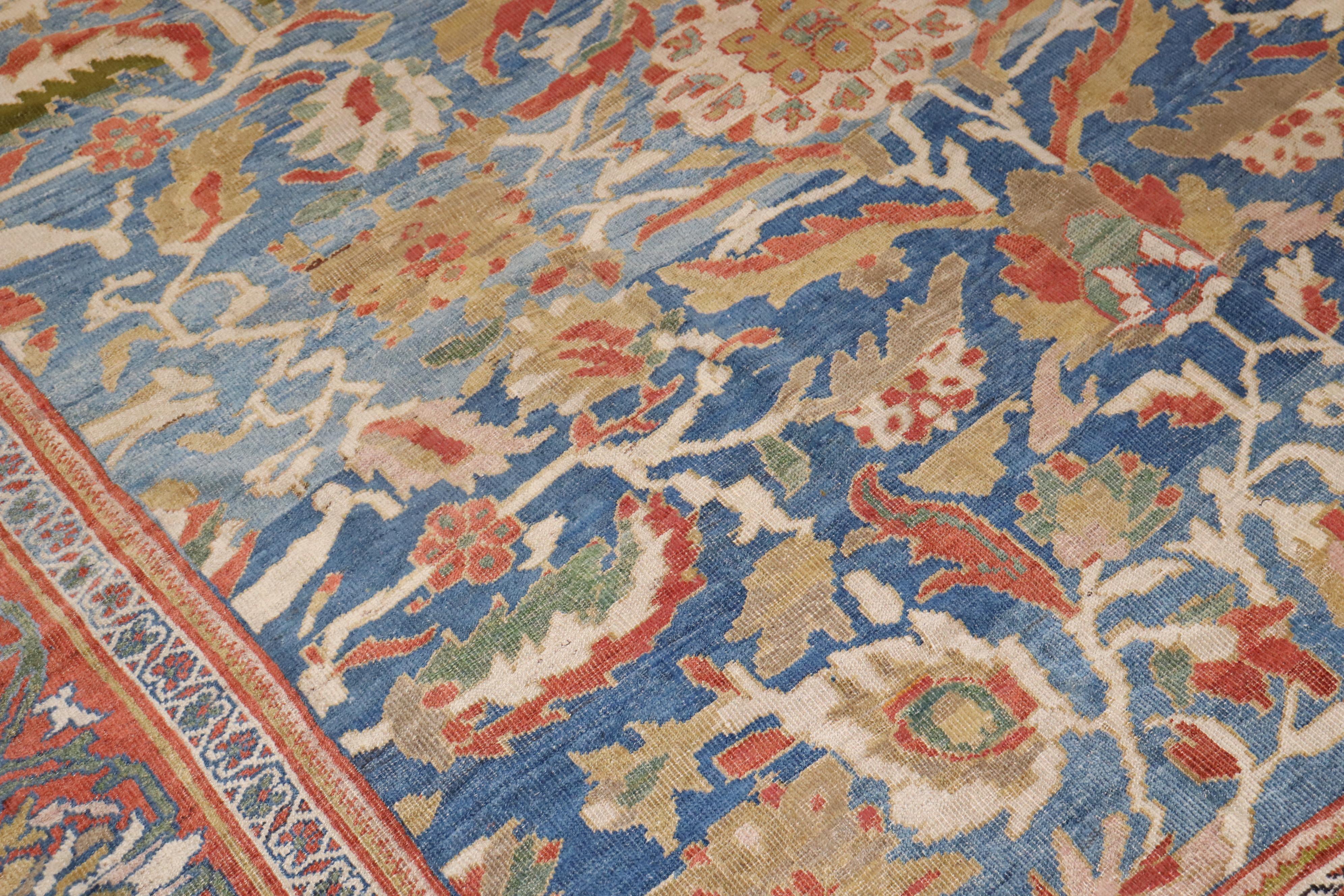 Zabihi Collection Sky Blue Antique Ziegler Mahal Persian 19th Century Carpet For Sale 9