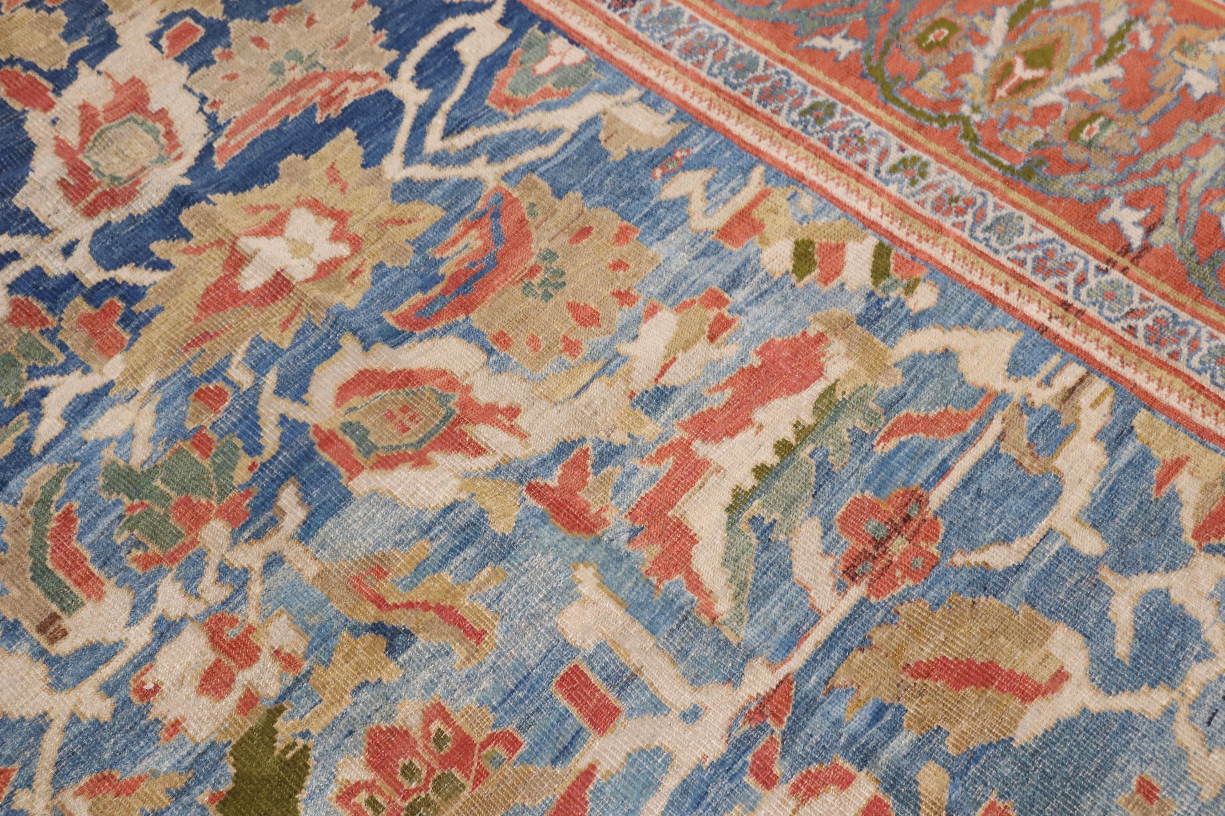 Zabihi Collection Sky Blue Antique Ziegler Mahal Persian 19th Century Carpet For Sale 11