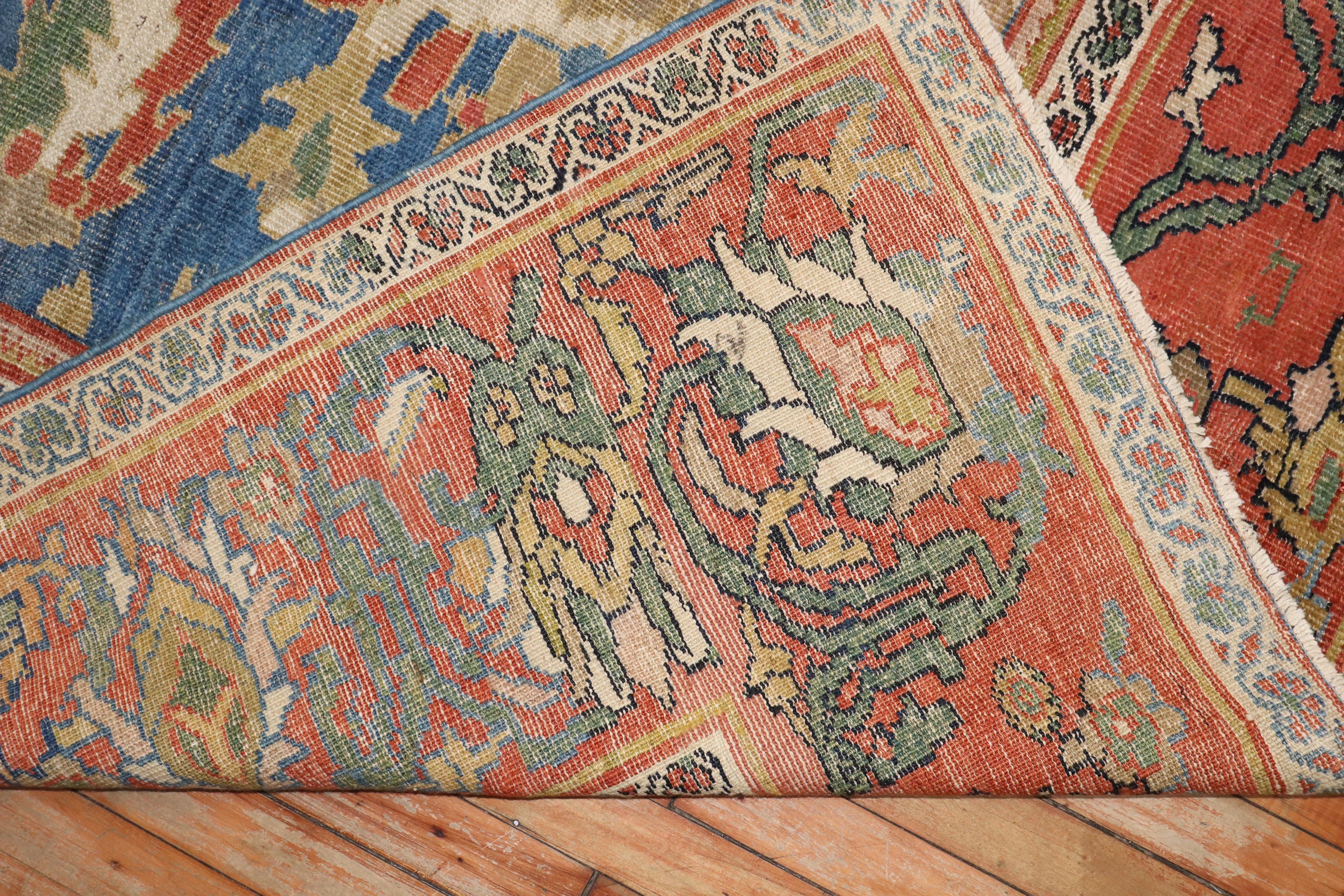 Zabihi Collection Sky Blue Antique Ziegler Mahal Persian 19th Century Carpet For Sale 1