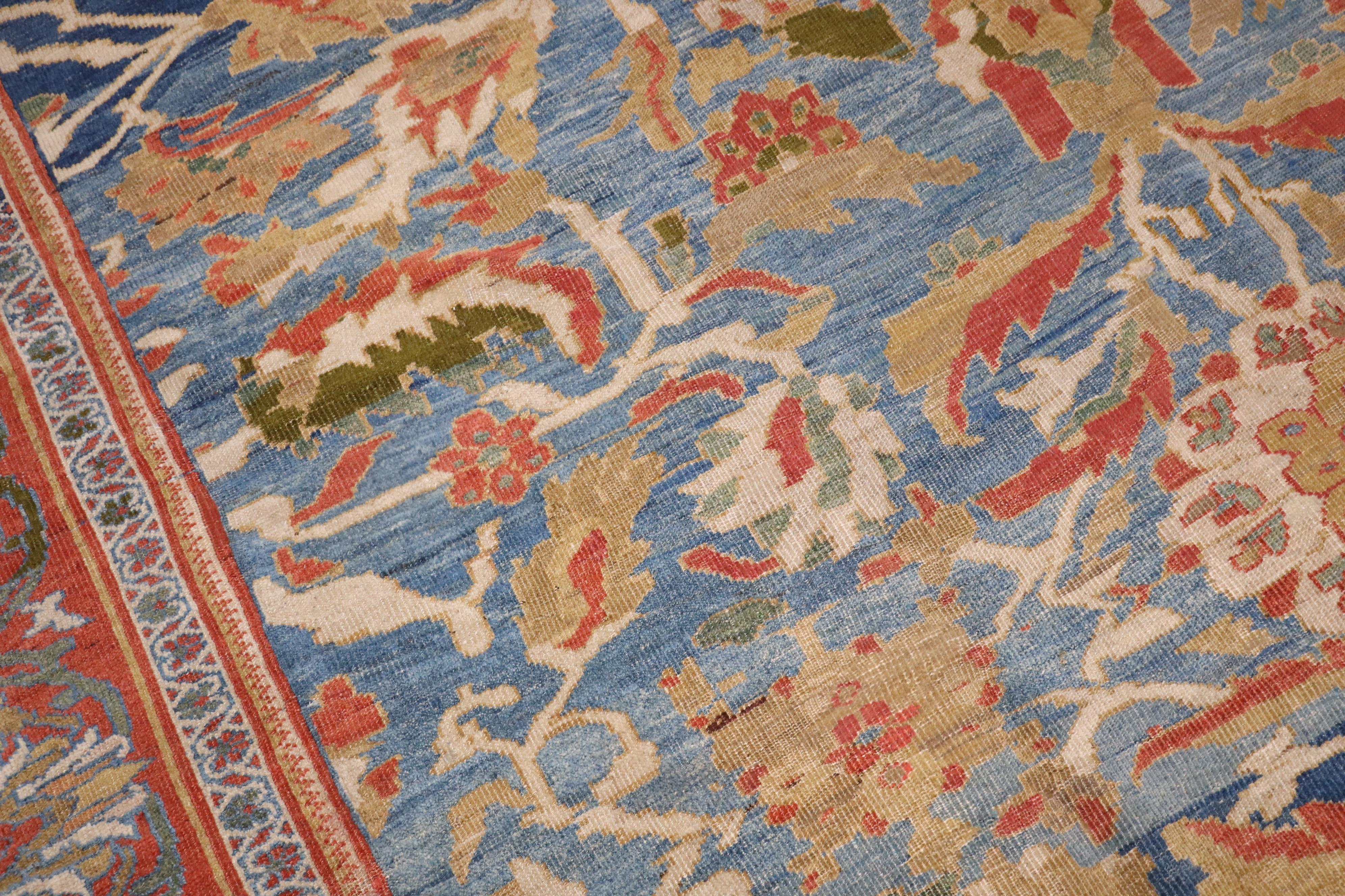 Zabihi Collection Sky Blue Antique Ziegler Mahal Persian 19th Century Carpet For Sale 2