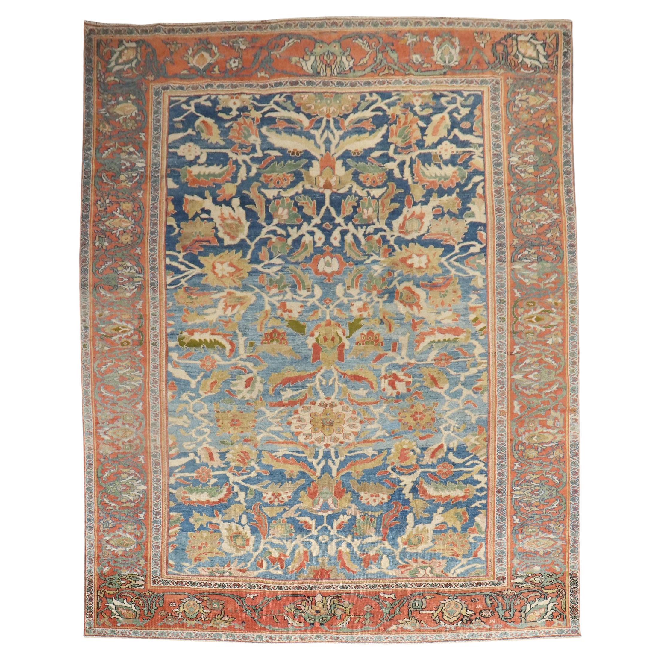 Zabihi Collection Sky Blue Antique Ziegler Mahal Persian 19th Century Carpet