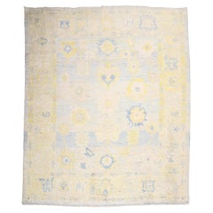 Zabihi Collection Sky Blue Vintage Inspired Oushak Rug