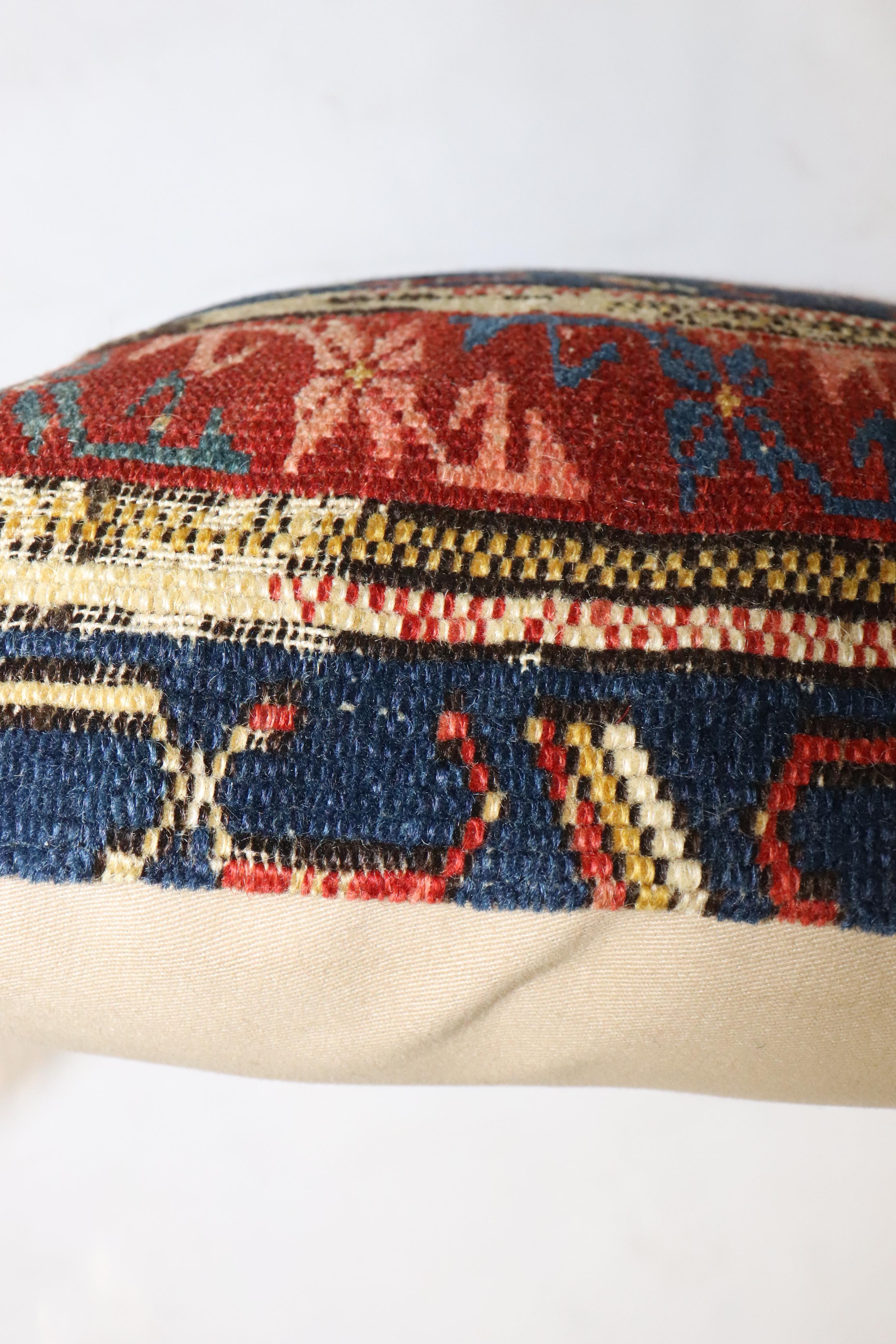 Futurist Zabihi Collection Small 19th Century Caucasian Rug Pillow For Sale