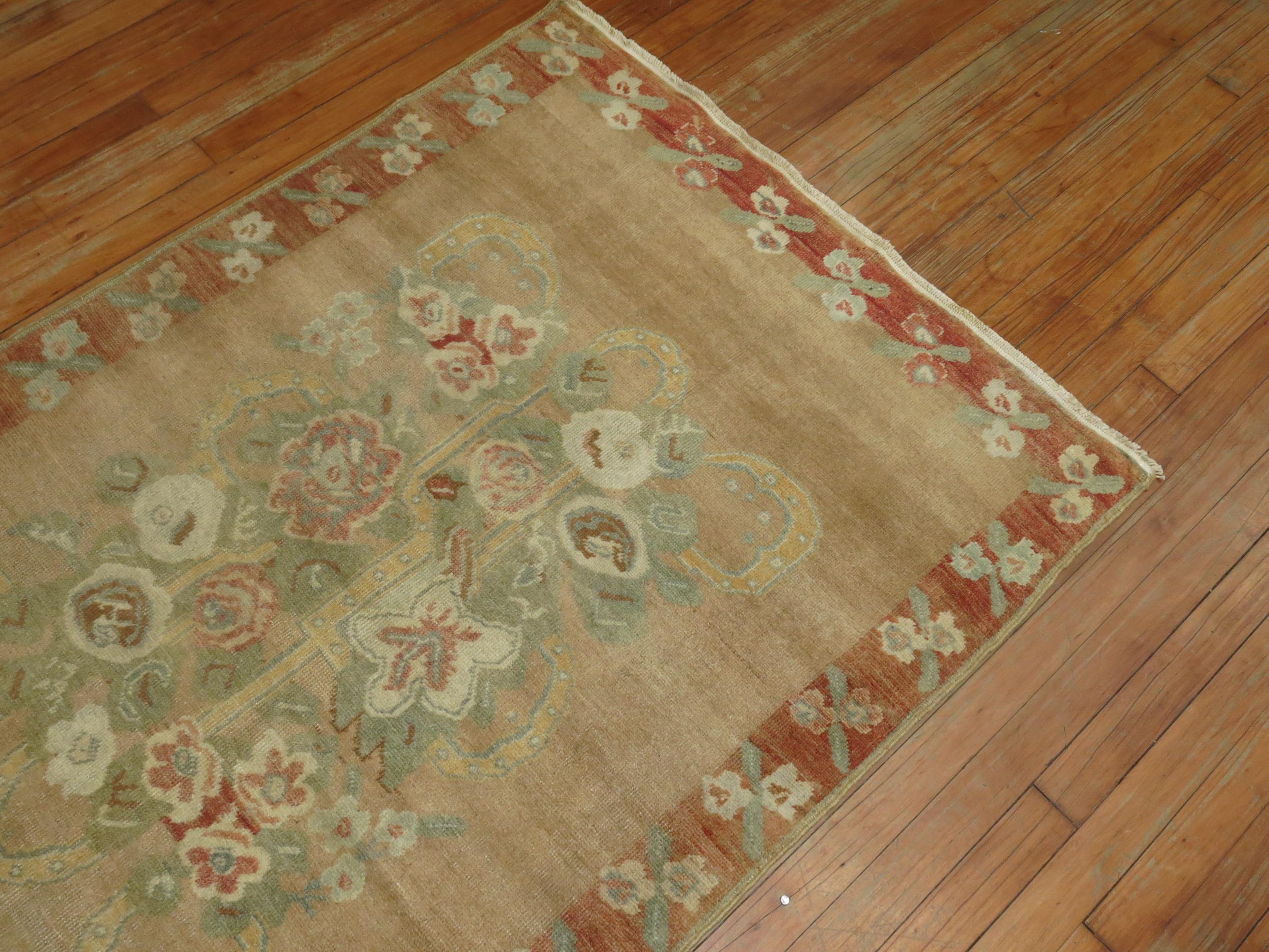 Zabihi Collection Small Vintage Turkish Floral Rug In Good Condition For Sale In New York, NY