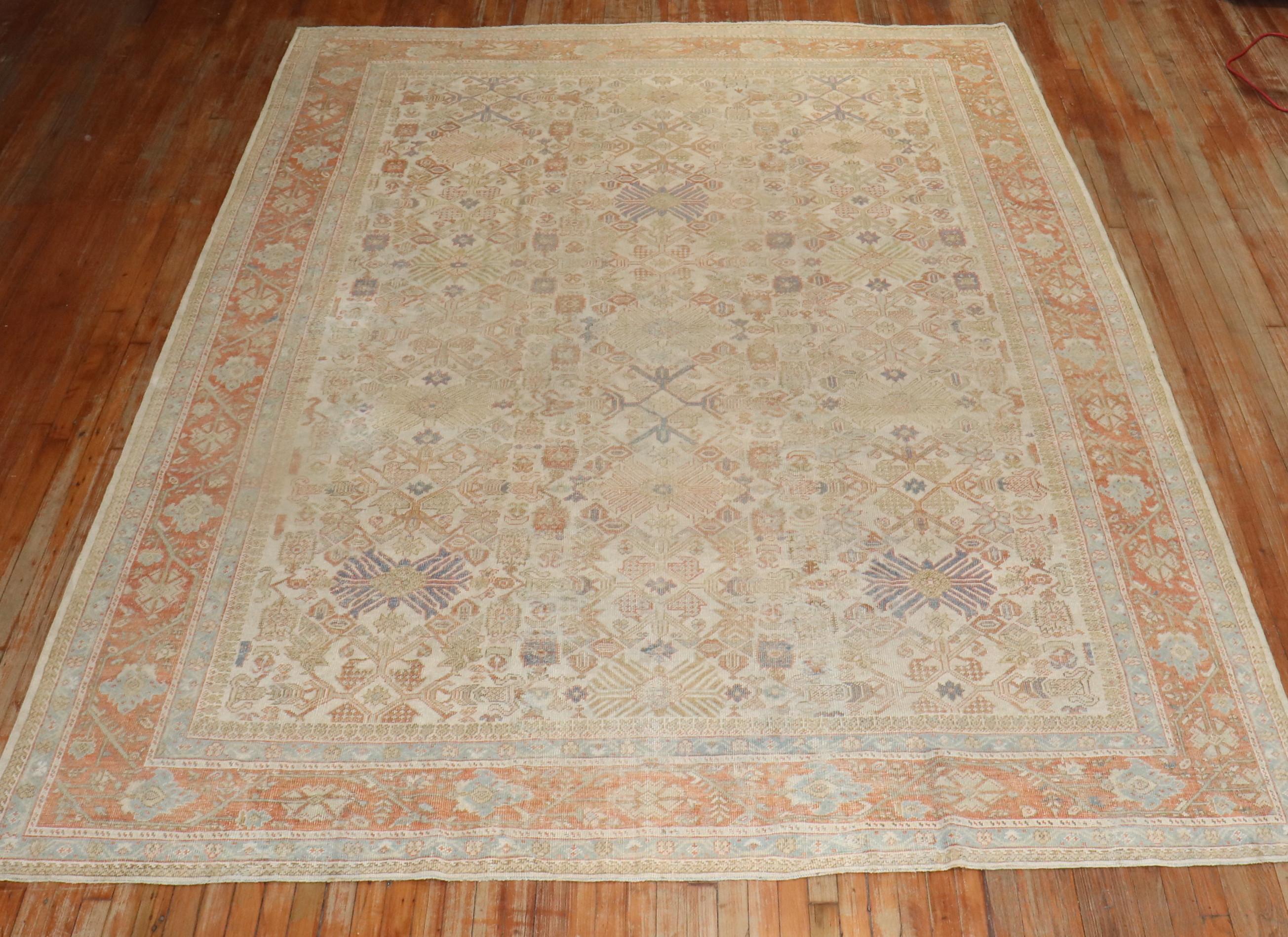 Room size early 20th century antique Persian Mahal rug in light colors

Measures: 8'10” x 11'9