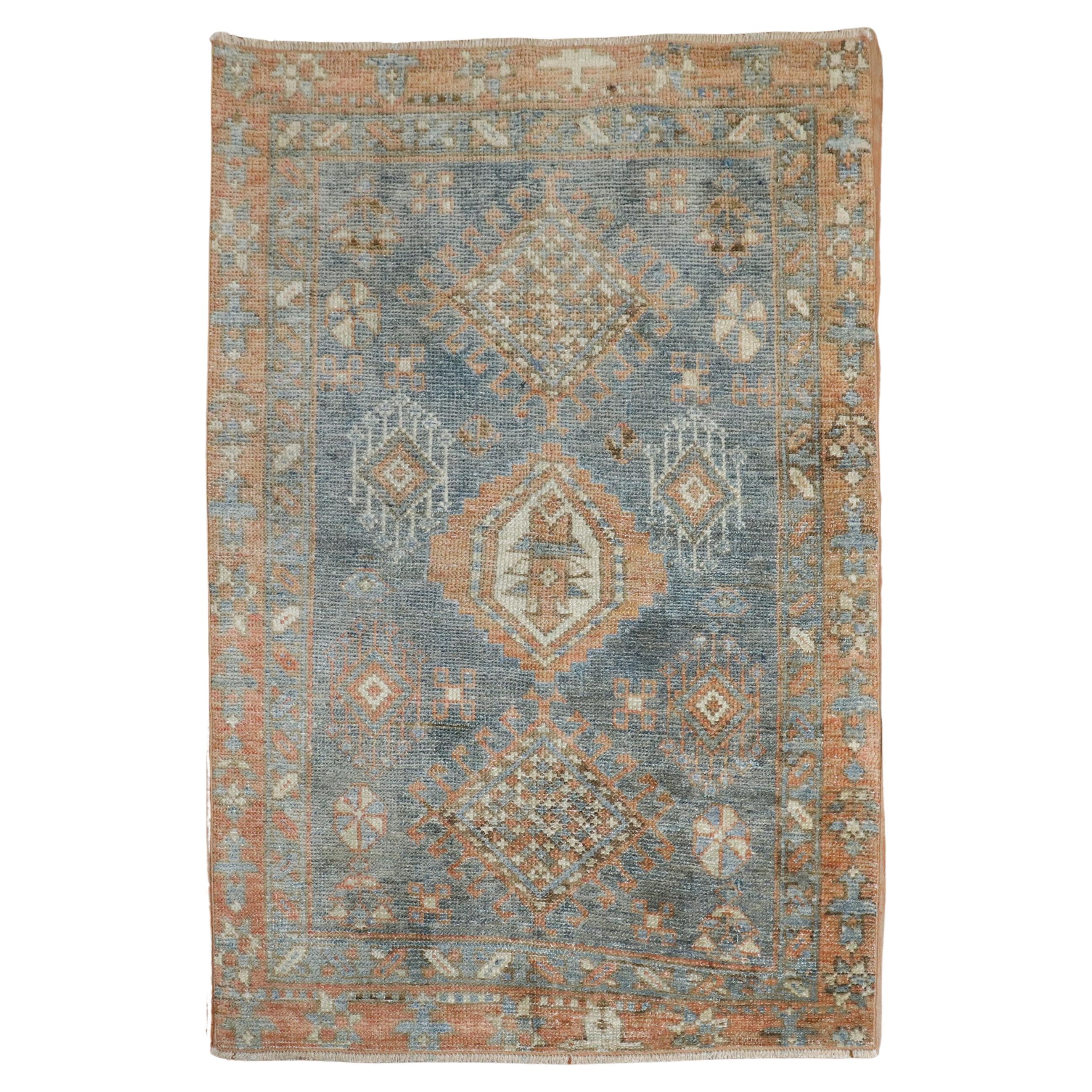 Zabihi Collection Soft Blue Antique Persian Heriz Rug For Sale