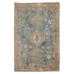 Zabihi Collection Weicher blauer antiker persischer Heriz-Teppich