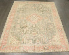 Zabihi Collection Soft Green Antique Turkish Oushak Rug