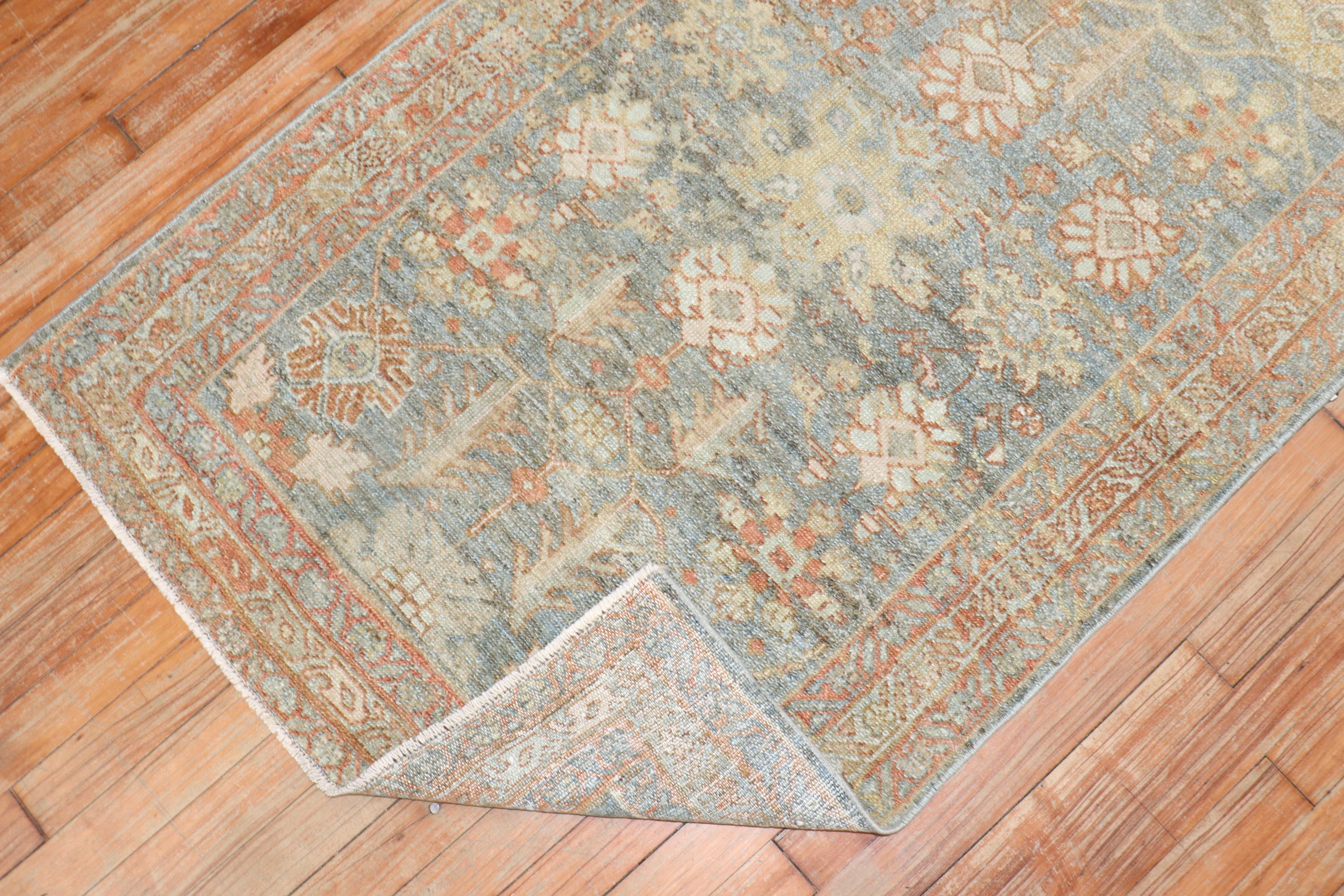 Zabihi Collection Soft Neutral Antique Malayer Throw Rug In Good Condition For Sale In New York, NY