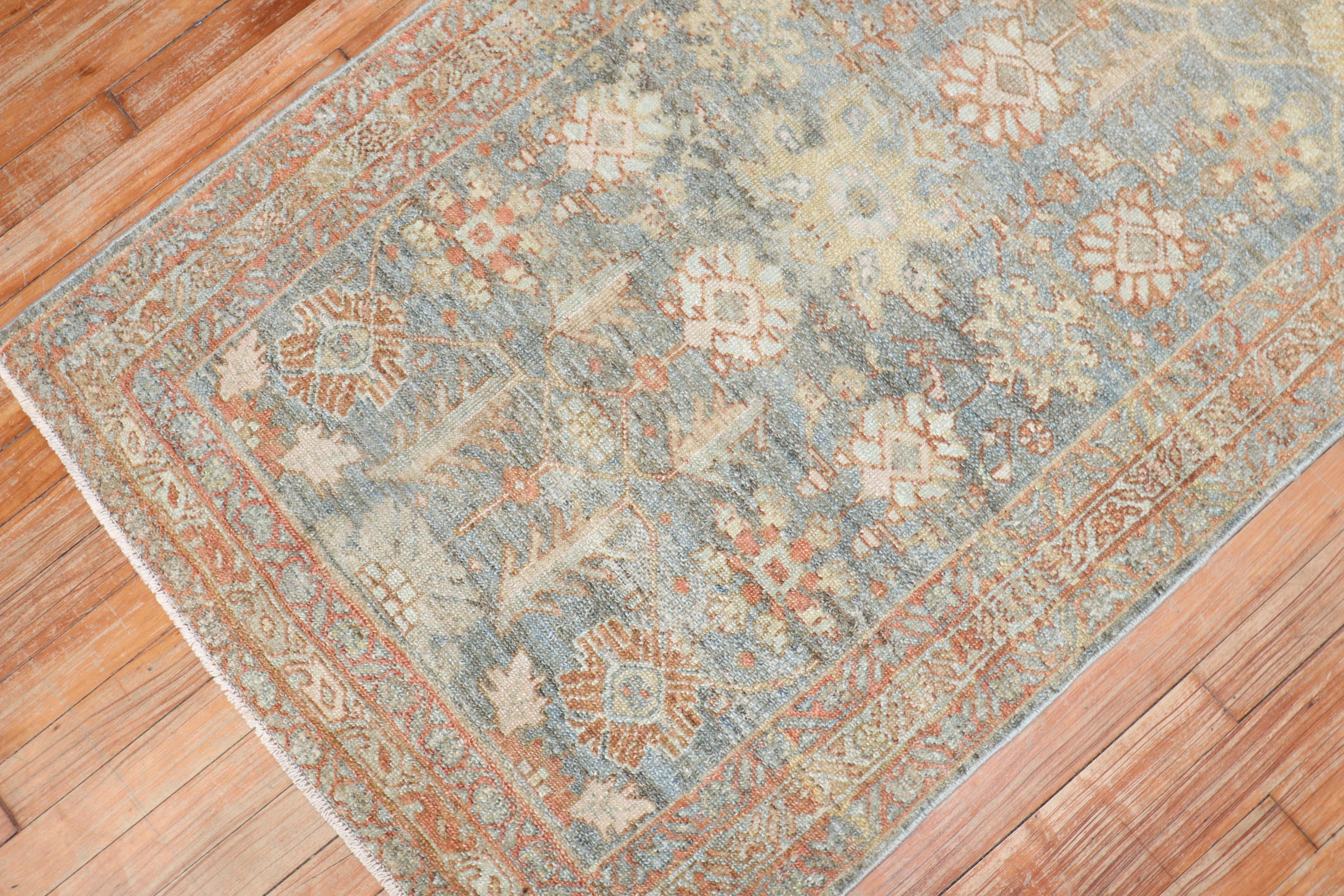 20th Century Zabihi Collection Soft Neutral Antique Malayer Throw Rug For Sale