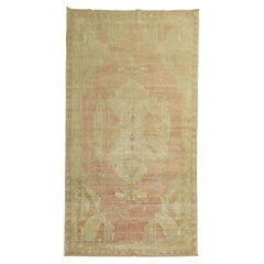 Zabihi Collection Soft Pink Vintage Oushak Gallery Size Rug