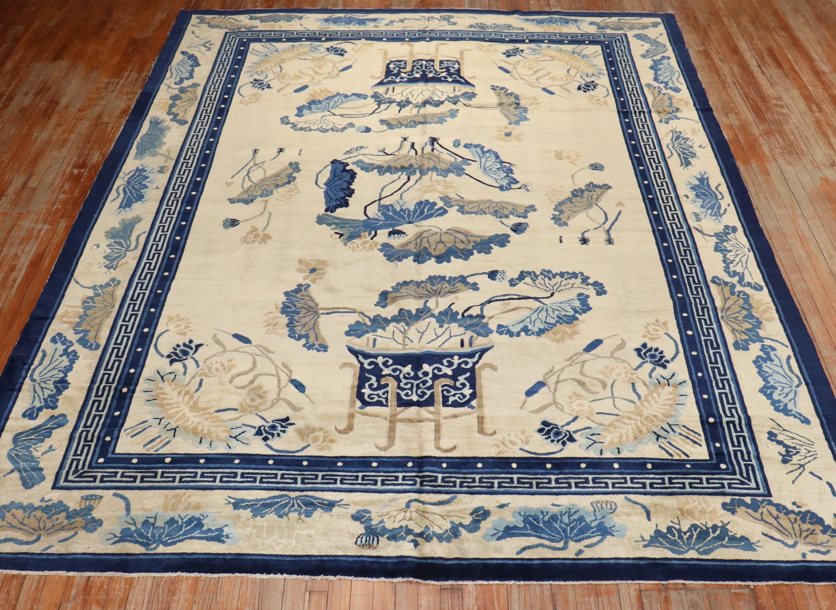 Zabihi Collection Spectacular Antique Chinese Peking Rug For Sale 2
