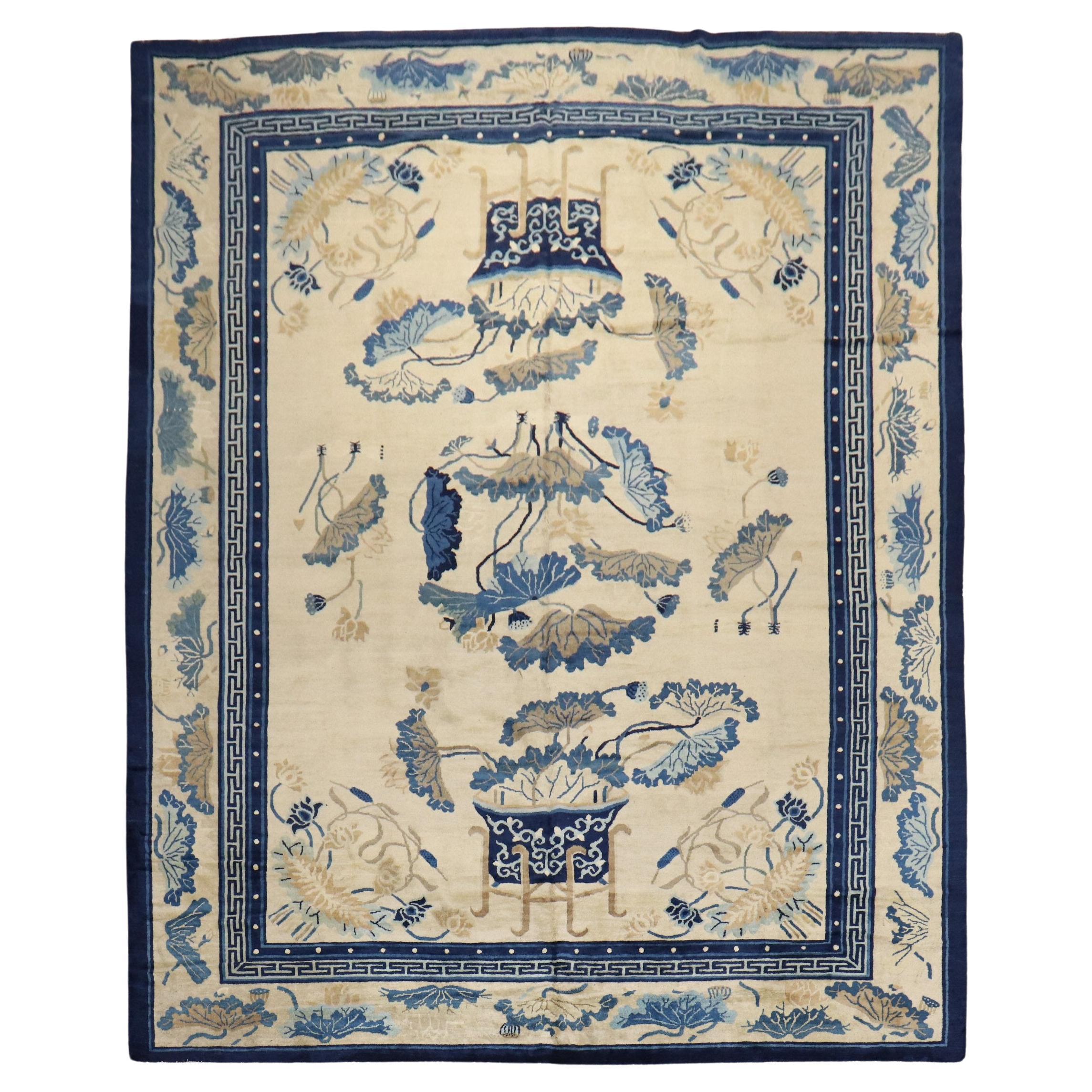 Zabihi Collection Spectacular Antique Chinese Peking Rug For Sale