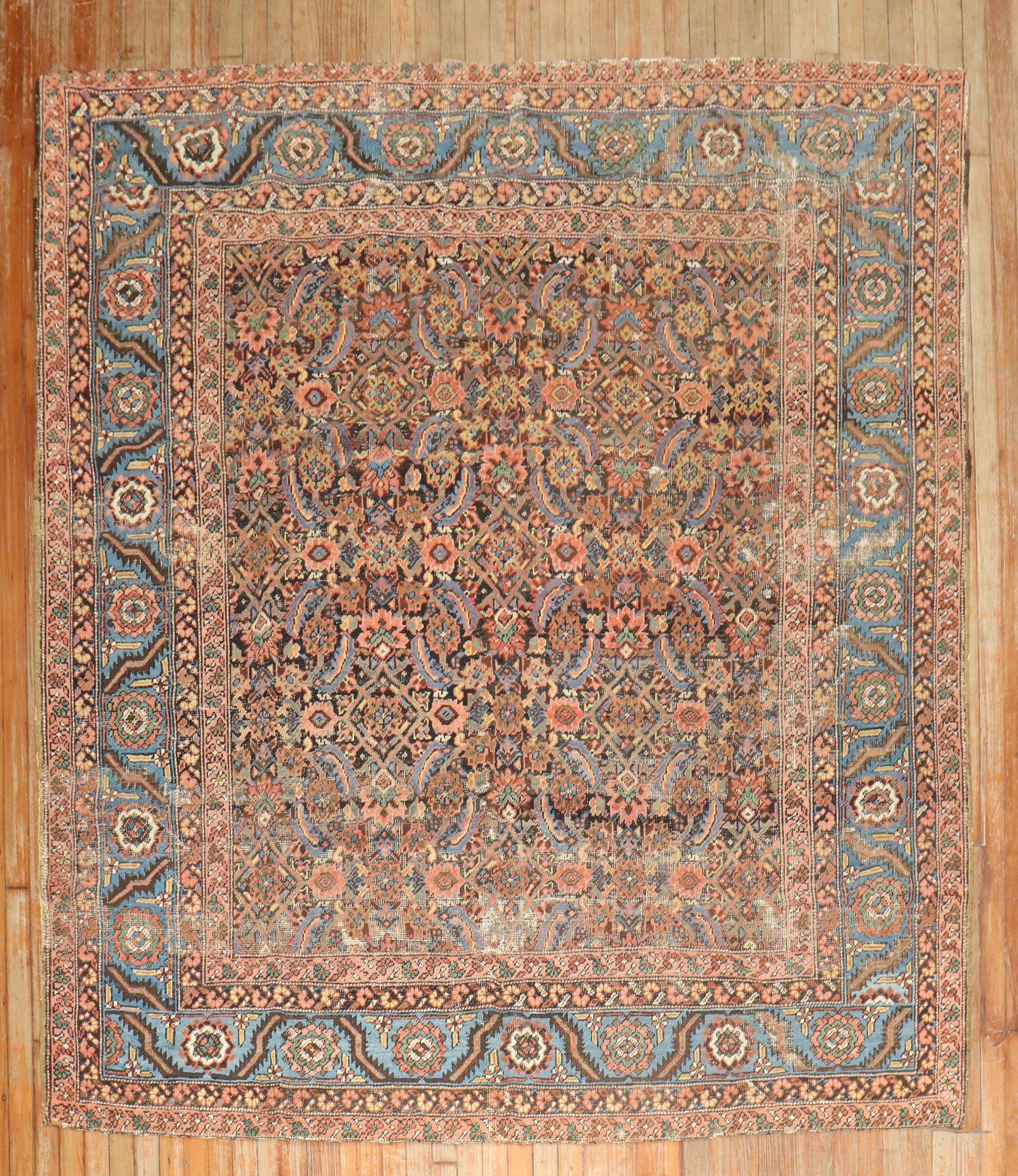 Persiano Tappeto Zabihi Collection'S quadrato antico persiano Bakshaish in vendita