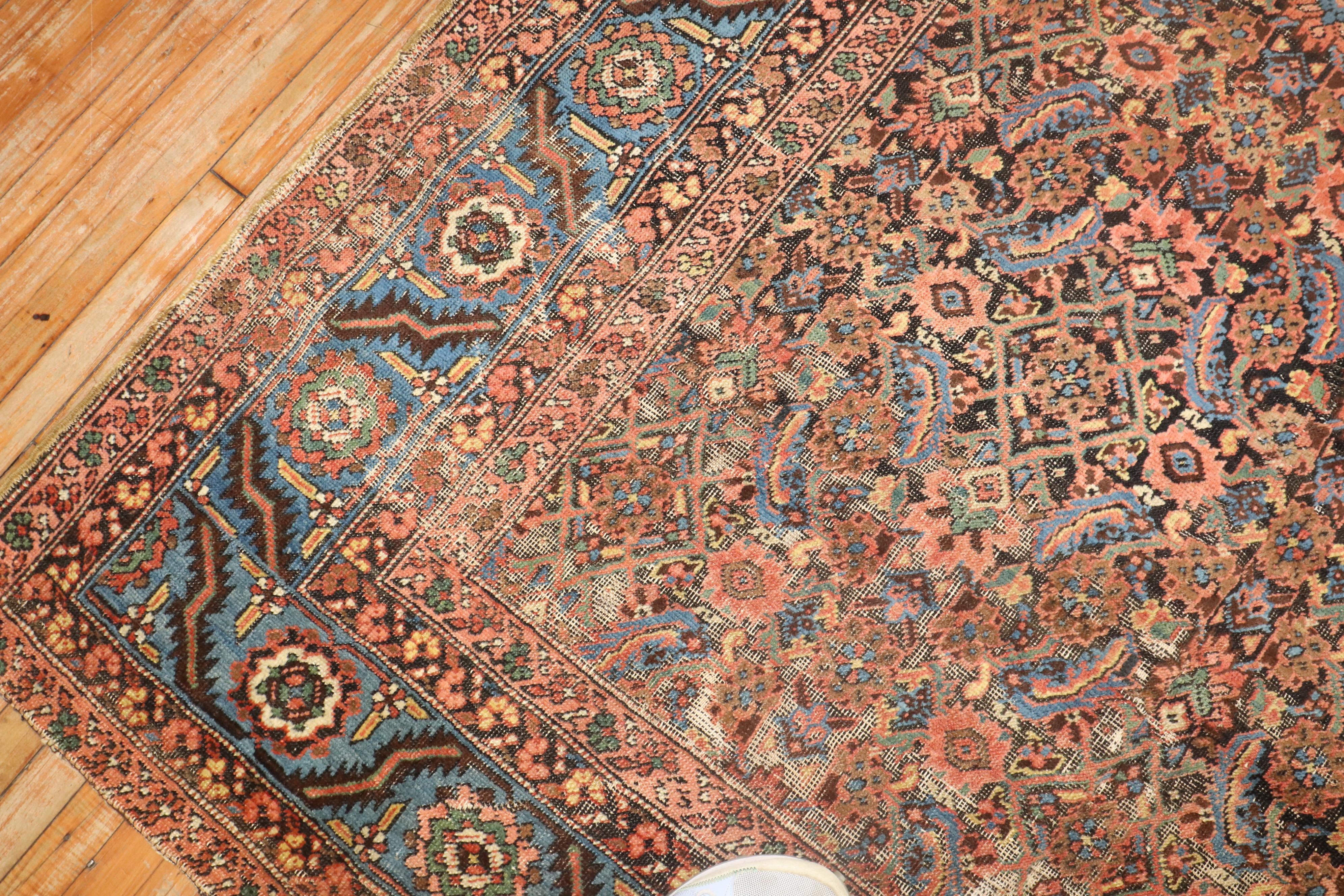 Tappeto Zabihi Collection'S quadrato antico persiano Bakshaish In condizioni discrete in vendita a New York, NY