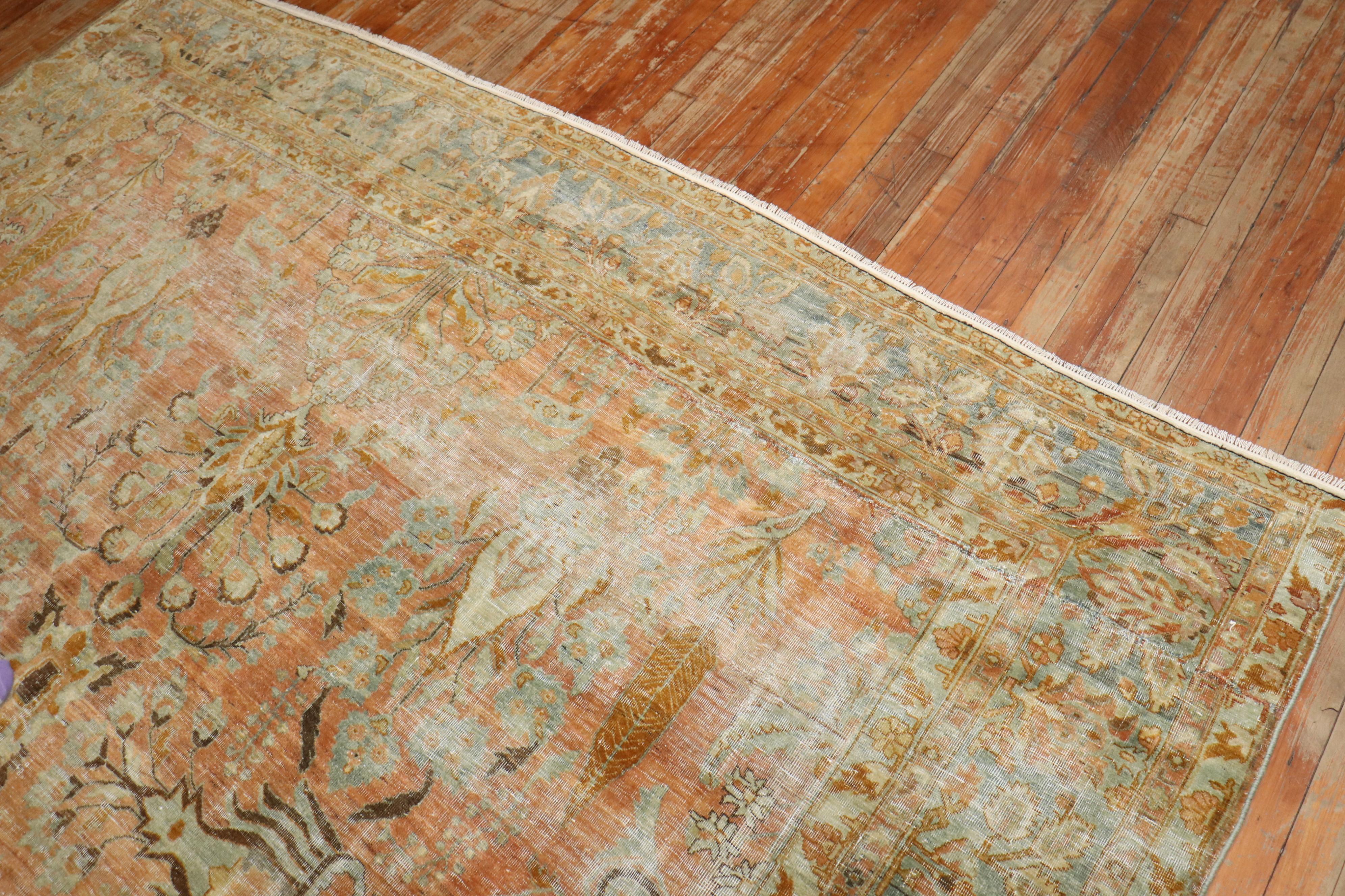 Zabihi Collection Square Antique Persian Sarouk Rug In Good Condition For Sale In New York, NY