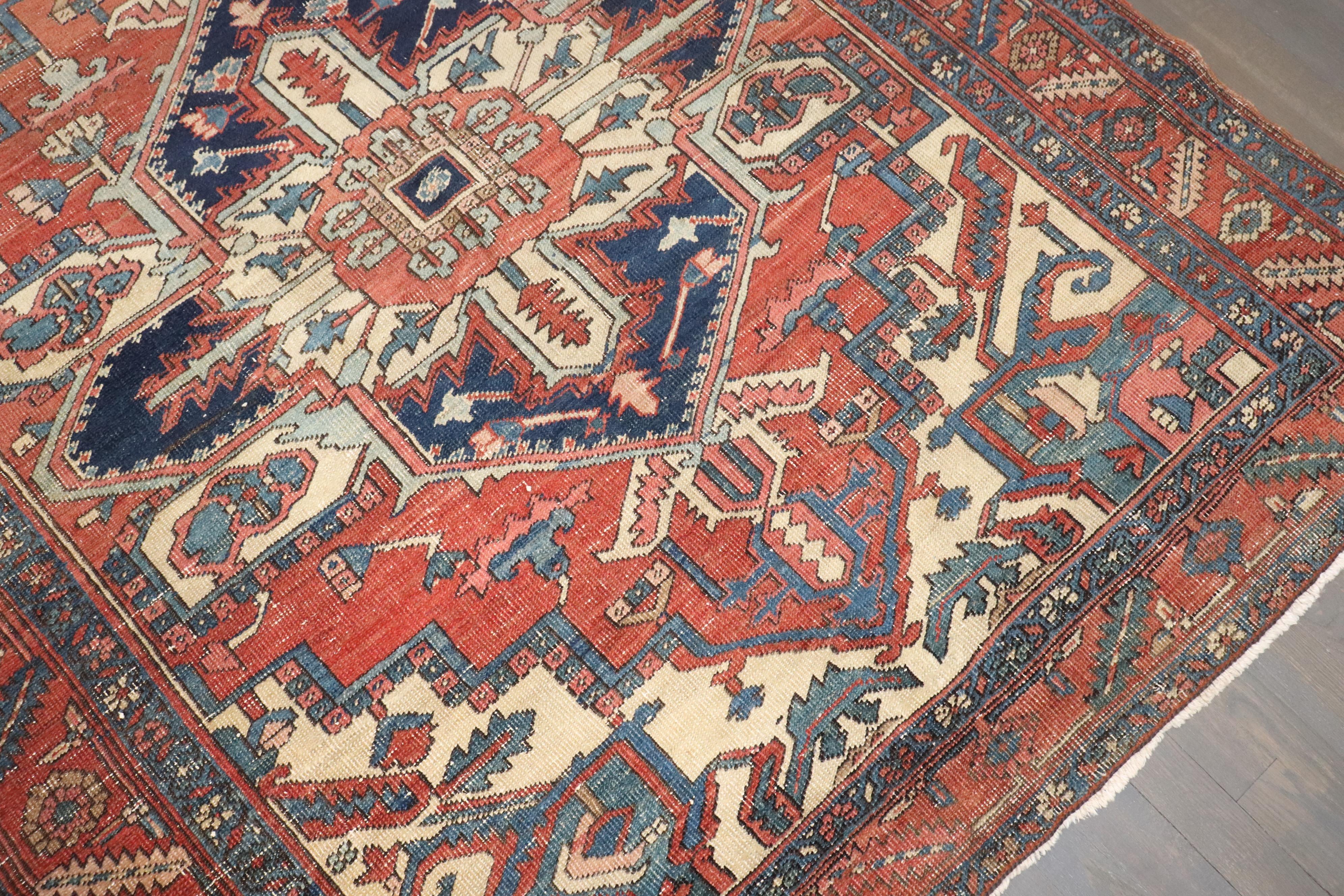 Zabihi Collection Square Antique Square Heriz Carpet For Sale 2