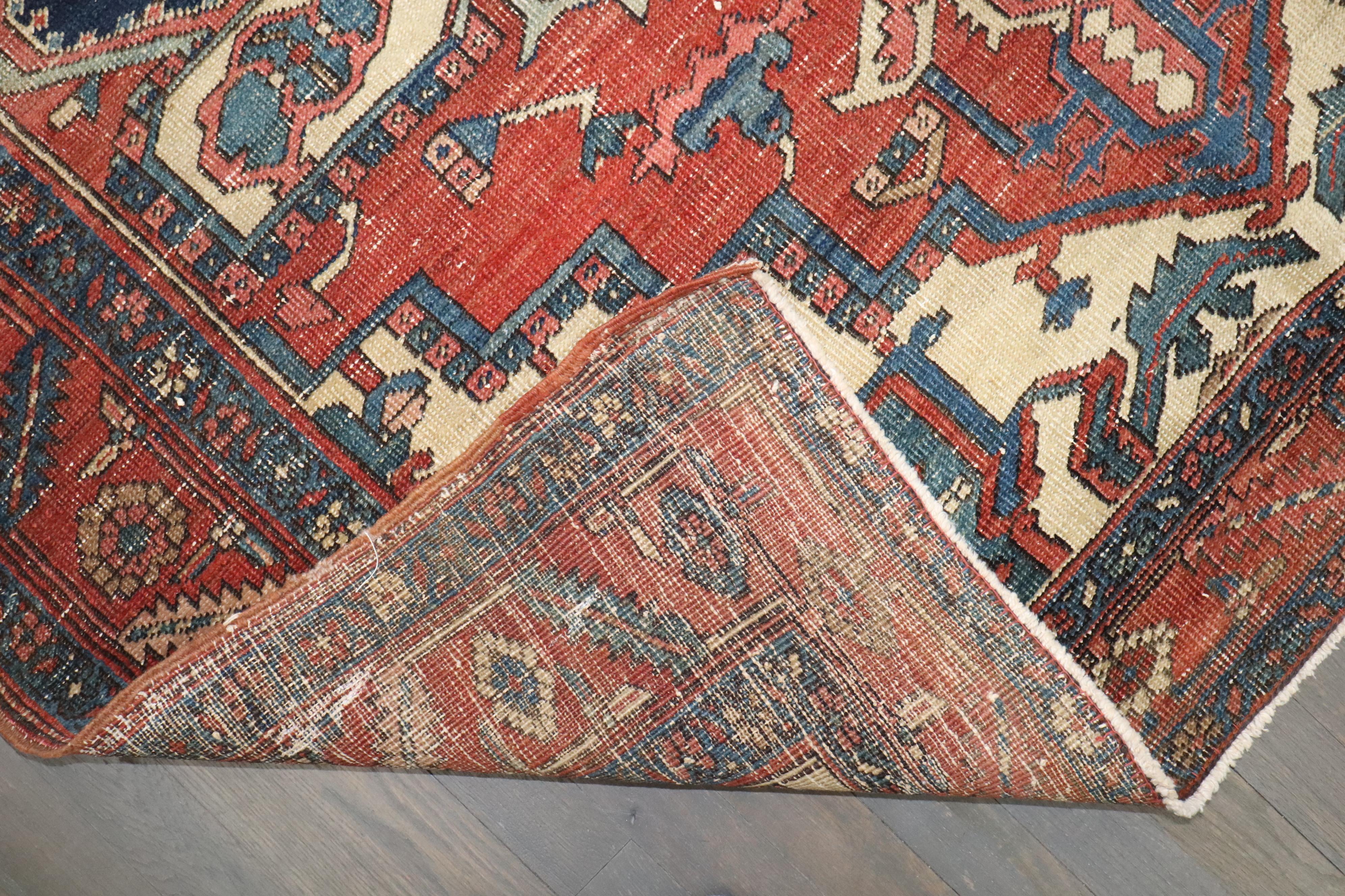 Rustic Zabihi Collection Square Antique Square Heriz Carpet For Sale