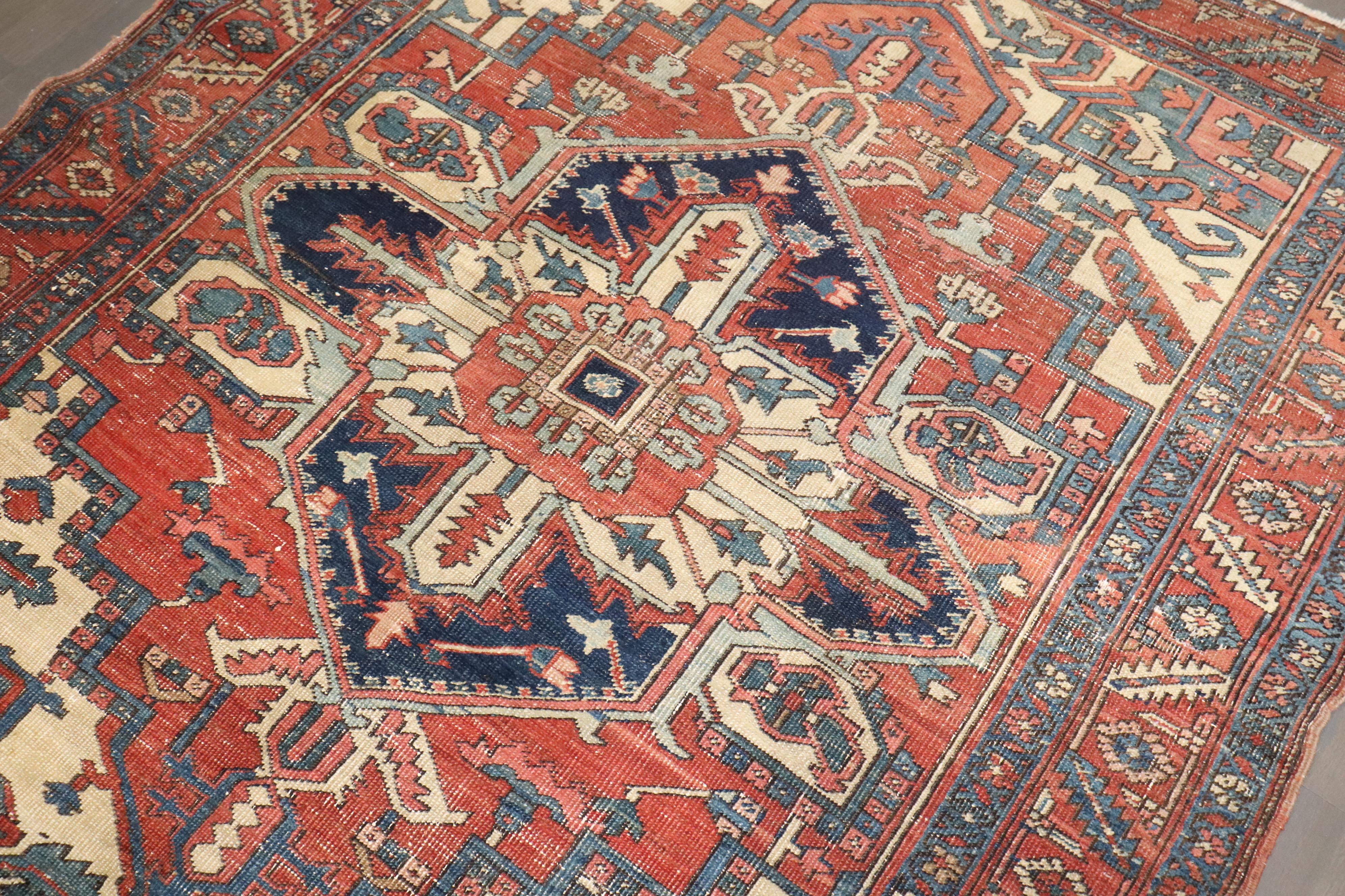 Zabihi Collection Square Antique Square Heriz Carpet For Sale 1