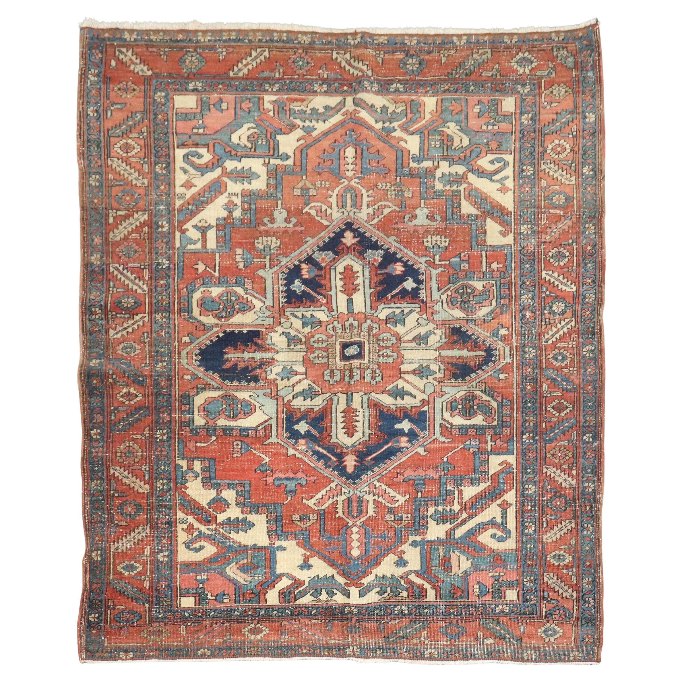 Zabihi Collection Square Antique Square Heriz Carpet For Sale