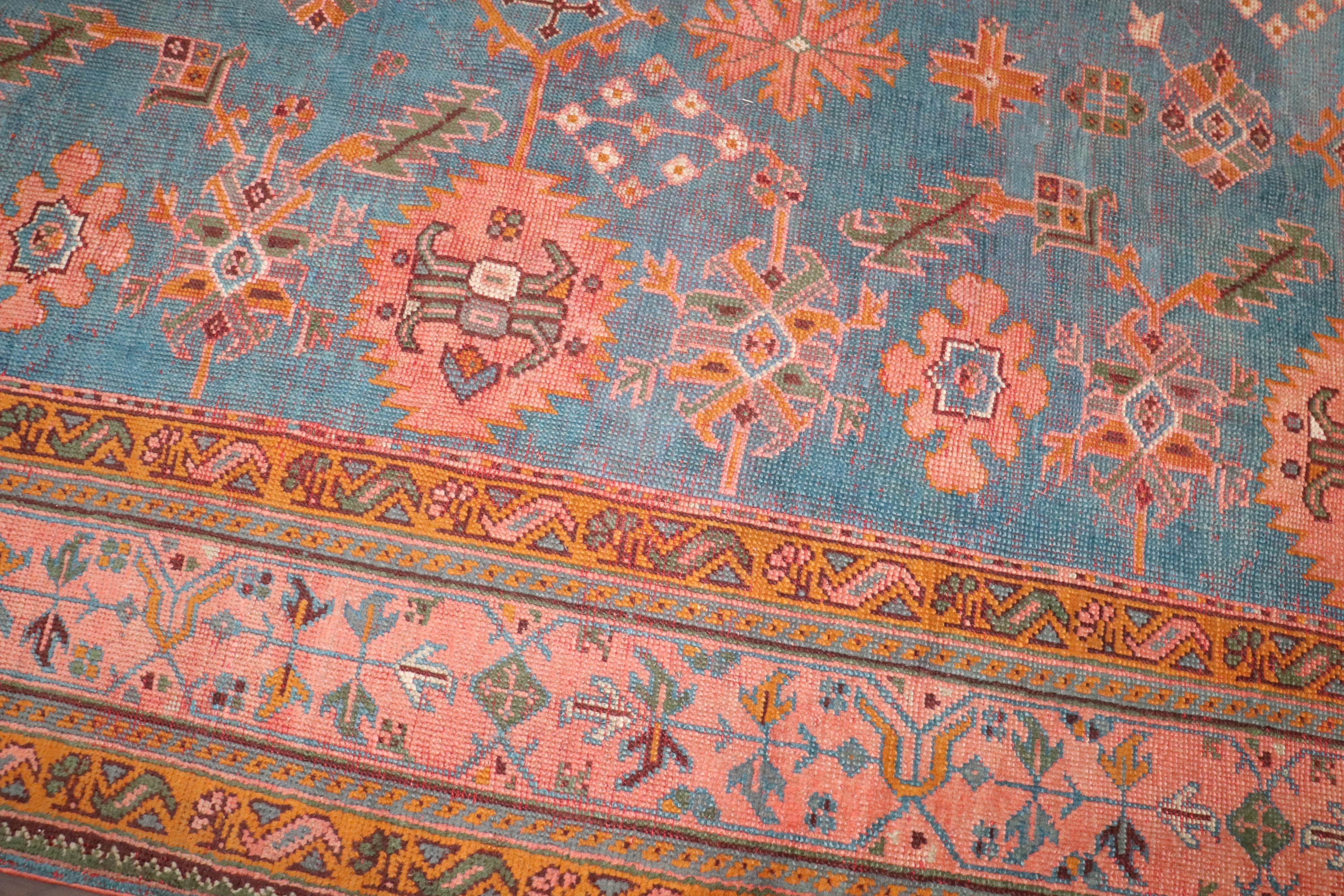 Hand-Woven Zabihi Collection Square Antique Turkish Oushak Rug For Sale