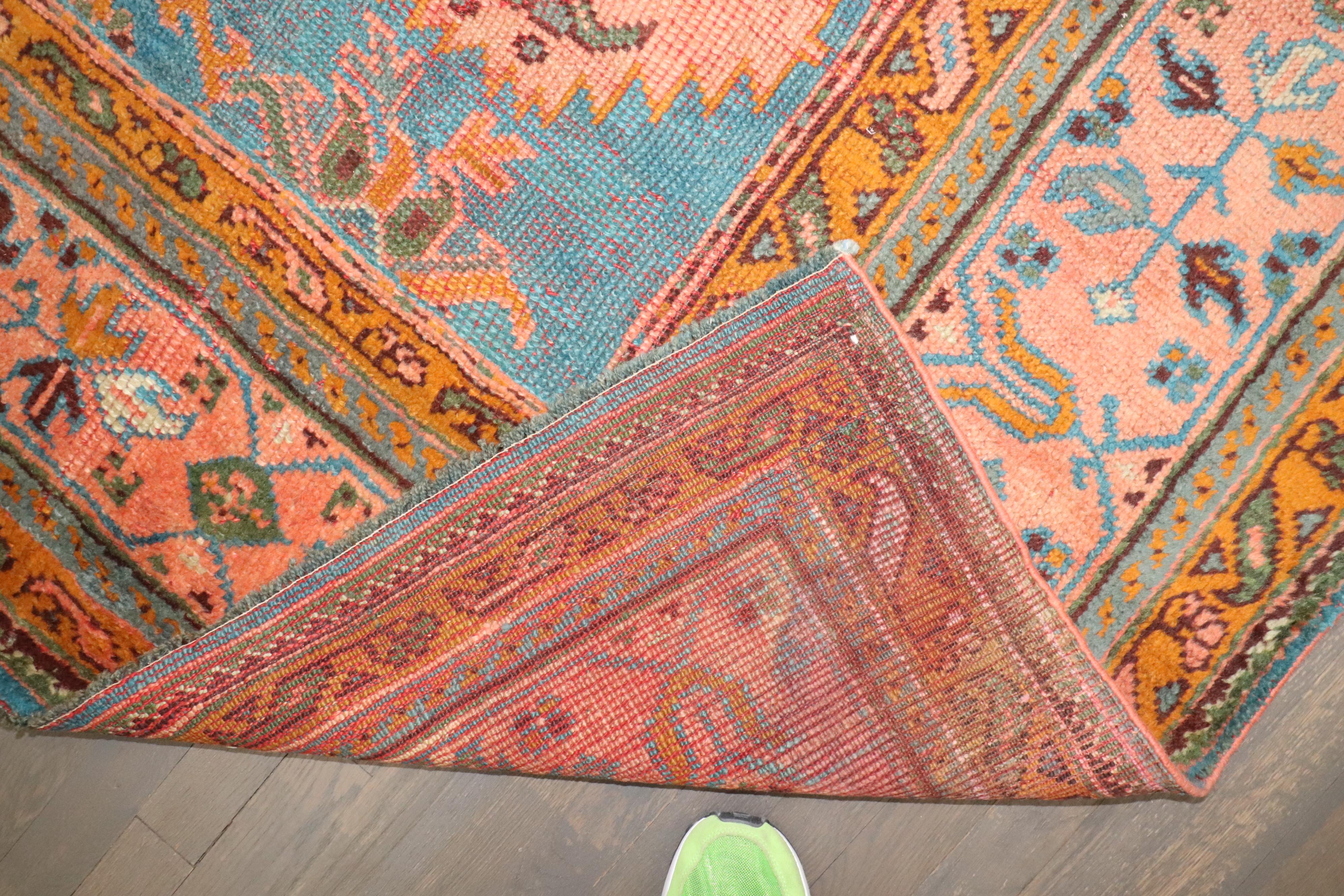 Zabihi Collection Square Antique Turkish Oushak Rug For Sale 3