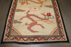 Tappeto tibetano vintage Zabihi Collection'S Square Dragon