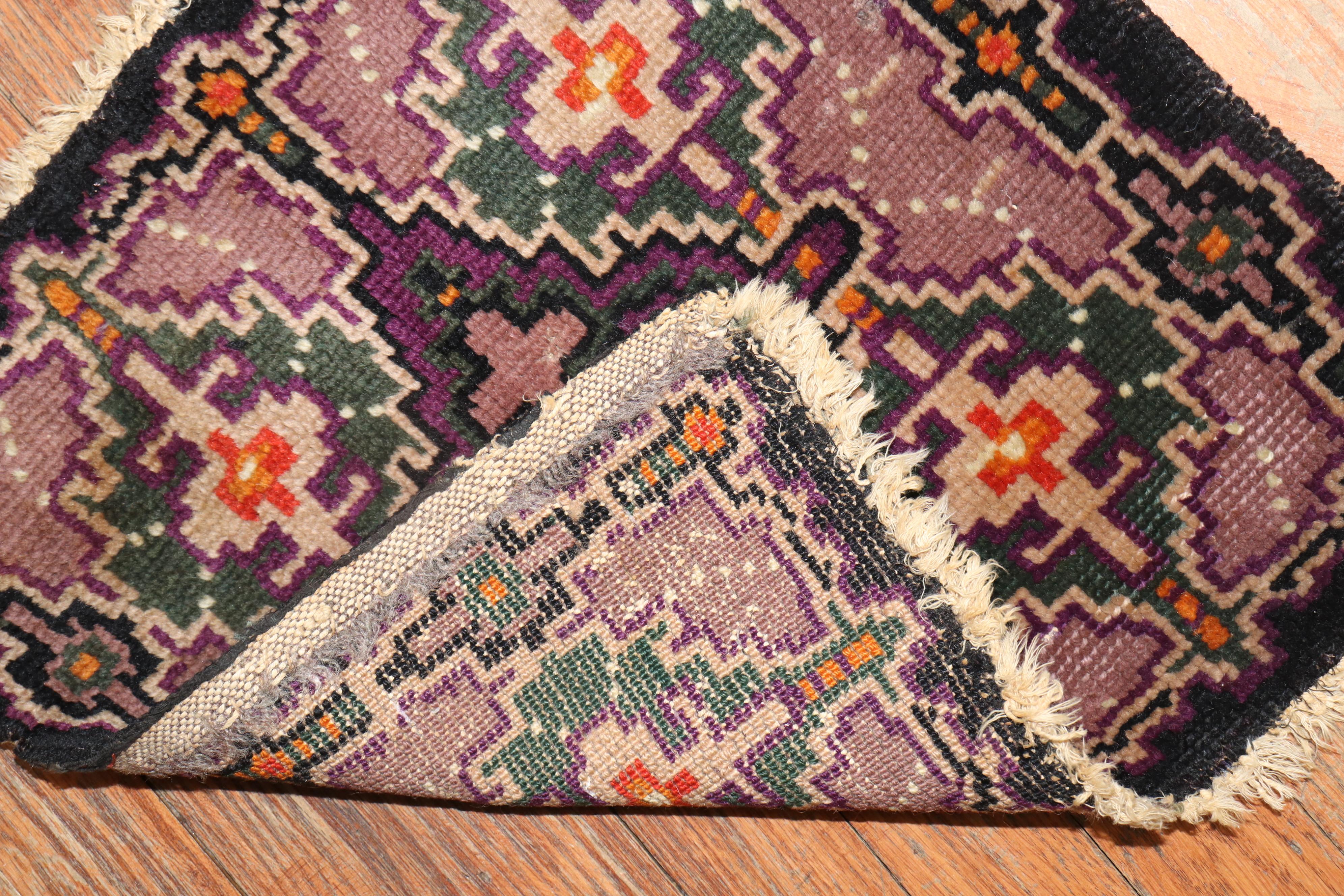 Zabihi Collection Square Mini Dutch Rug In Good Condition For Sale In New York, NY